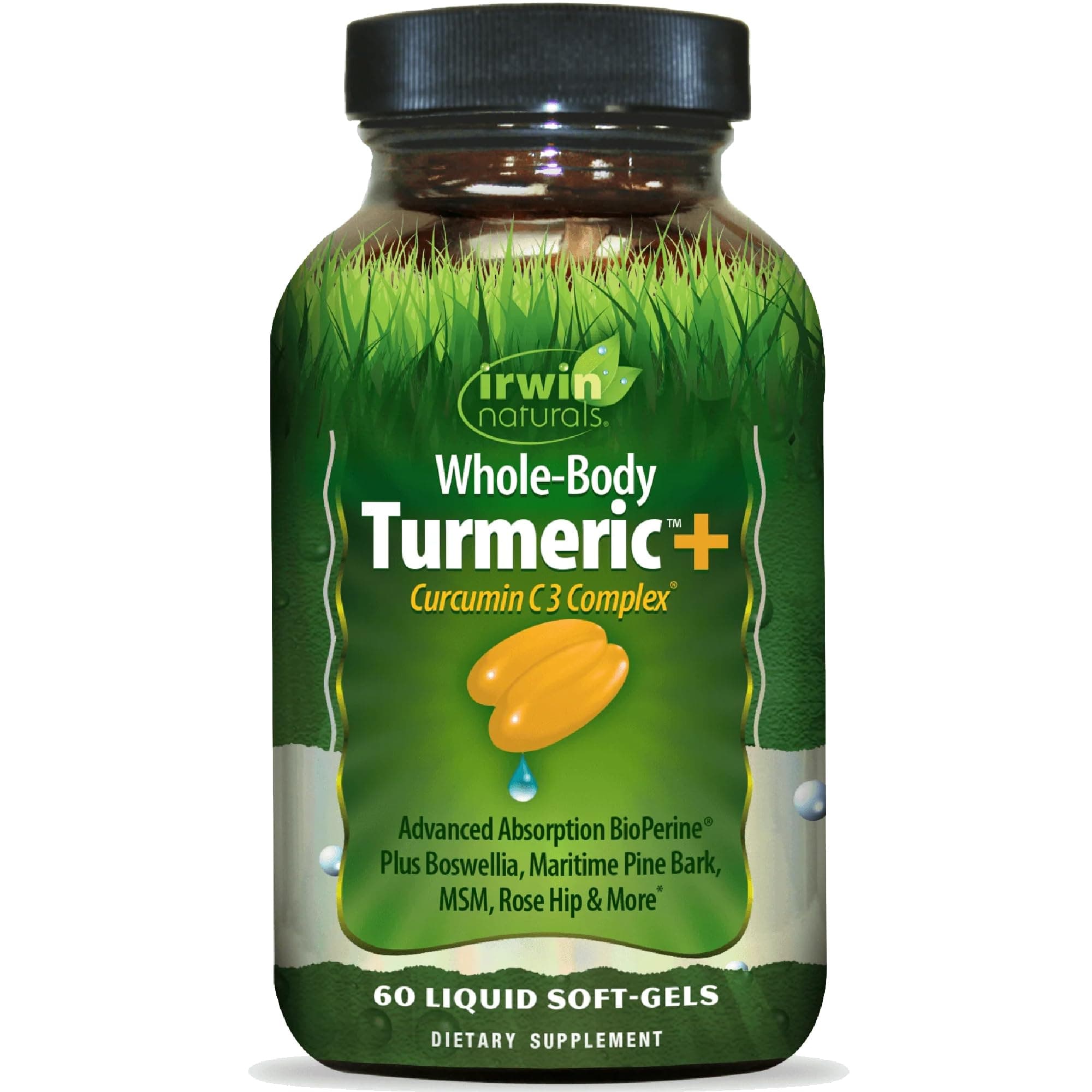 Irwin Naturals Whole-Body Turmeric + Curcumin C3 Complex - 120 Liquid Soft-Gels - with Boswellia, Maritime Pine Bark, MSM & Rose Hip