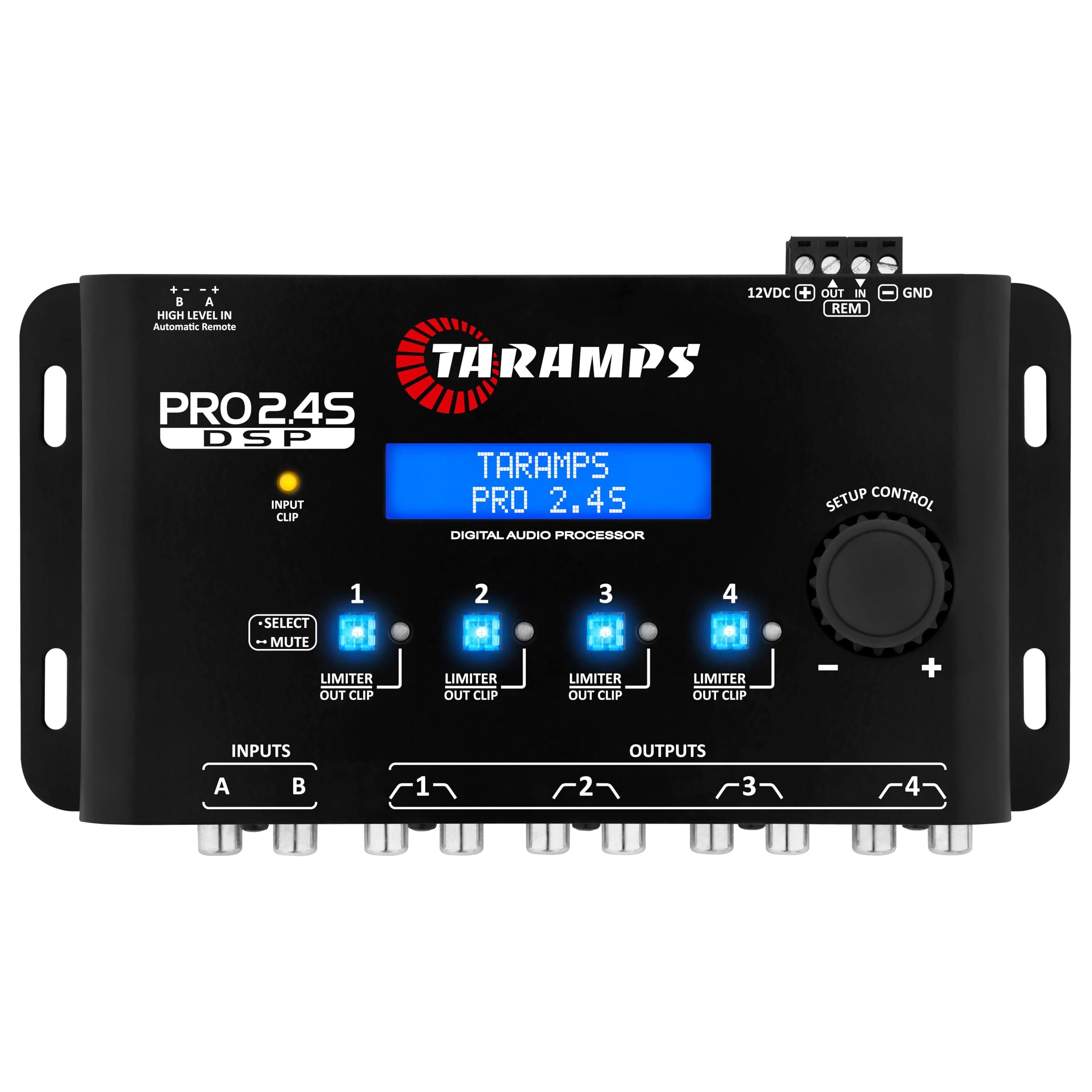 Pro 2.4S DSP Crossover full Digital Signal Processor and Equalizer with sequencer 15-band Graphic Equalization 12 preset EQ 2-Channel in and 4-Channel Out