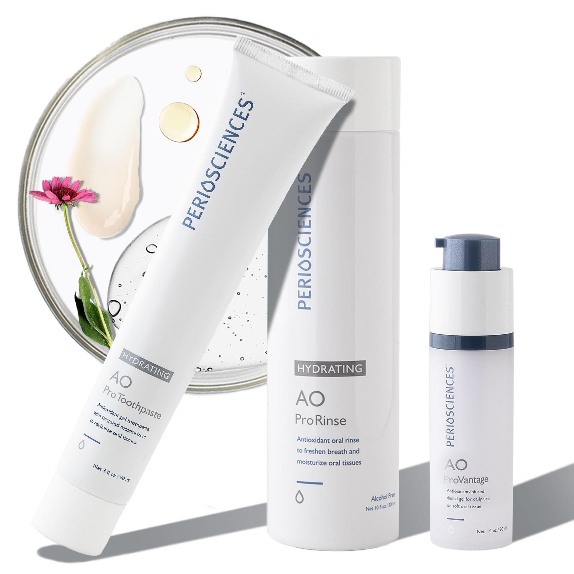 PerioSciencesAntioxidant Oral Care System Natural - 3 Product Starter Kit Includes Dental Gel, Toothpaste and Mouth Wash