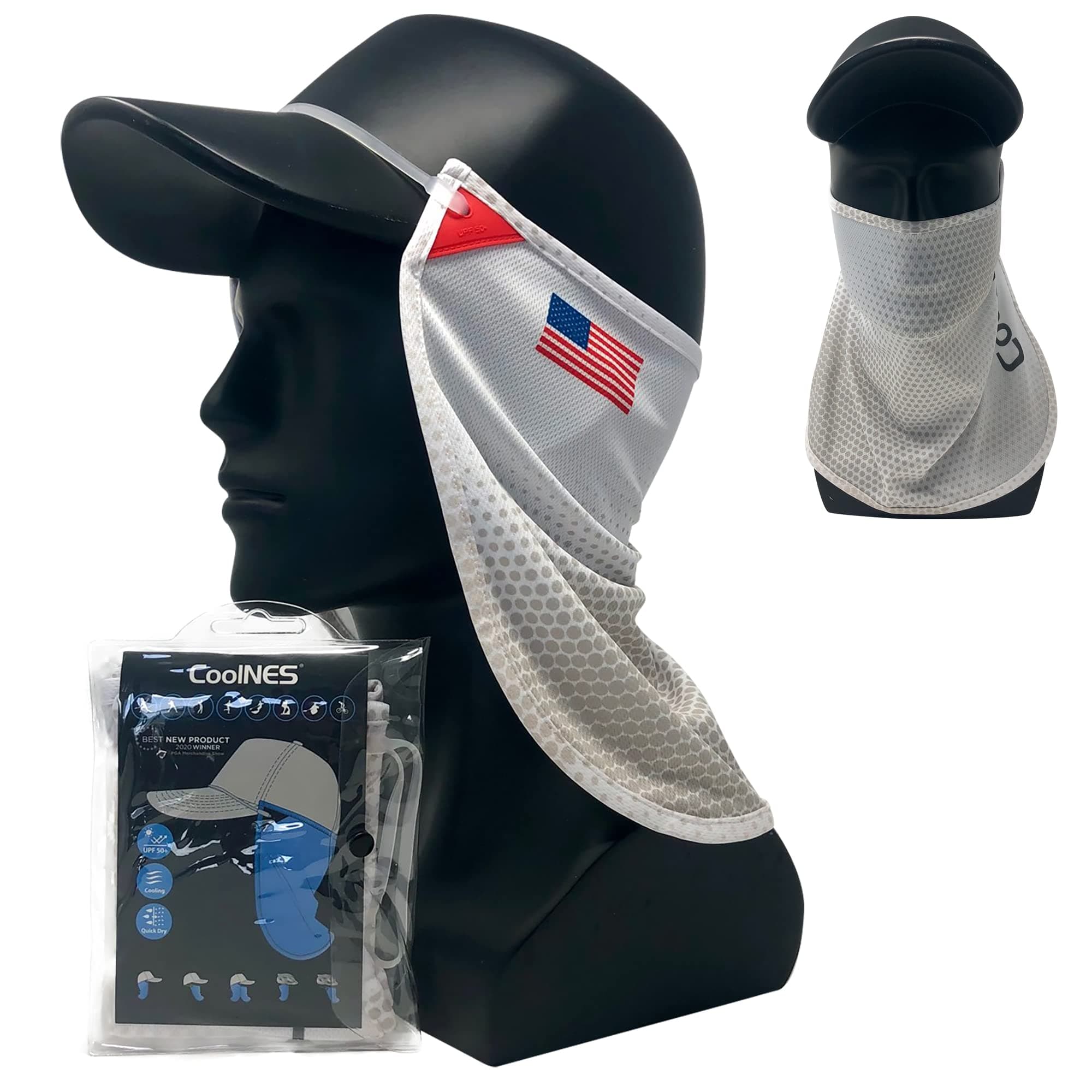 CoolNES UV Face Mask or Neck Sun Shield | 1 Product 2 Uses | Removable Universal Fit Headband + Flap | Cap | Hat | Bike | Ski | Hard Hat Helmets UPF 50+ Patented Multifunctional Headwear