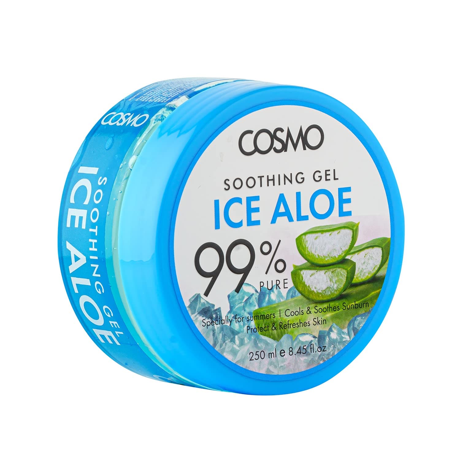 CD COSMO DESIGNS Moisturizing Ice Aloe 100% Pure Soothing Gel 250ml, Cools and Soothes Sunburn, Specially for Summers, Protects & Refresh Skin, For Men and Women