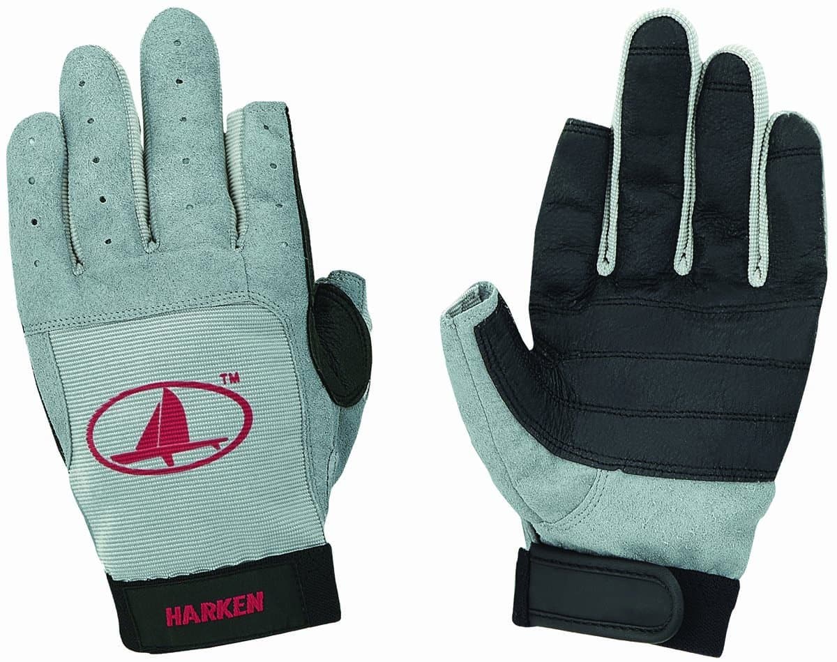 Classic Full Finger Glove, Grey/Black/Red, Medium