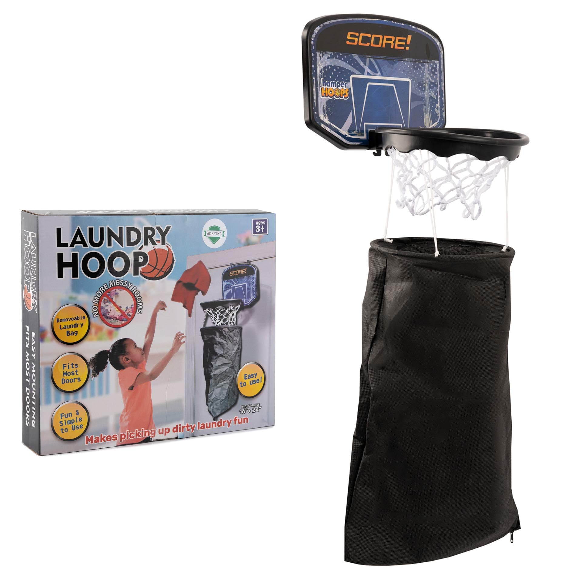 ADEPTNA NEW LAUNDRY HAMPER HOOP BASKETBALL CLOTHES LAUNDRY BAG BASKET DOOR ROOM STORAGE BIN