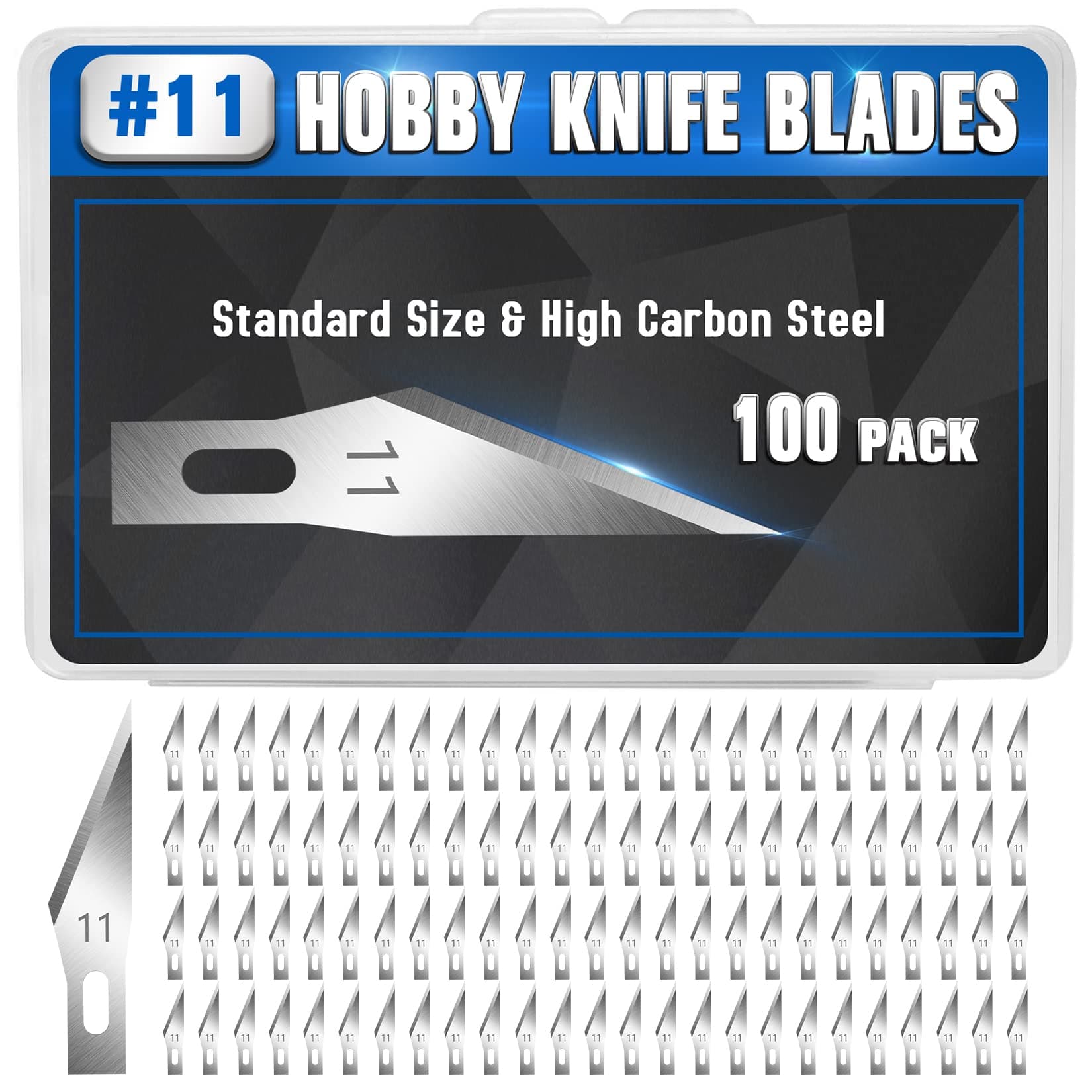 - DIYSELF 100 PCS Exacto Knife Blades, SK5 Carbon Steel #11 Exacto Blades Refill Craft Art Knife Replacement Blade with Storage Case for Craft, Hobby, Scrapbooking, Stencil
