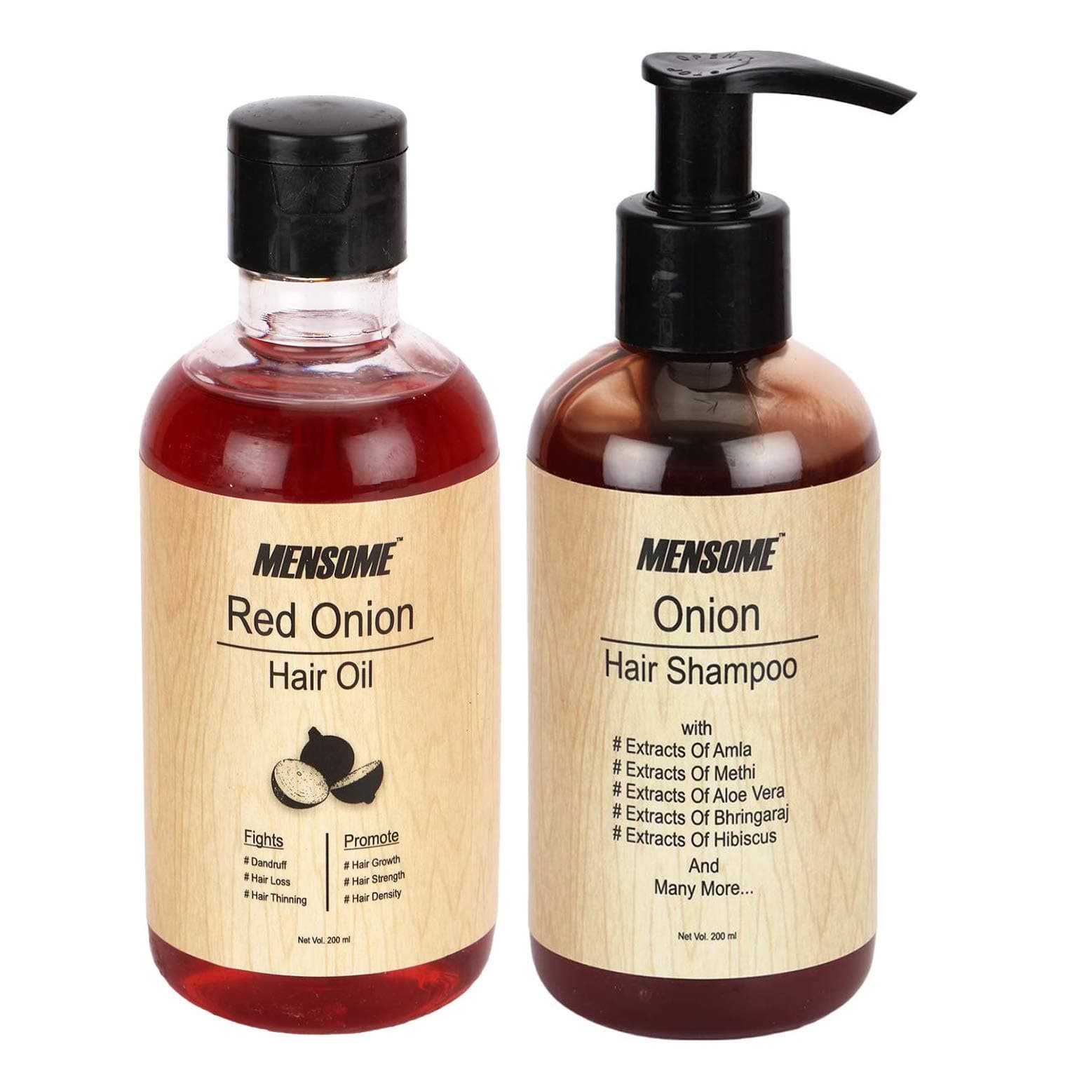MENSOME Onion Hair Oil And Onion Hair Shampoo Combo Set, 200 ML Each
