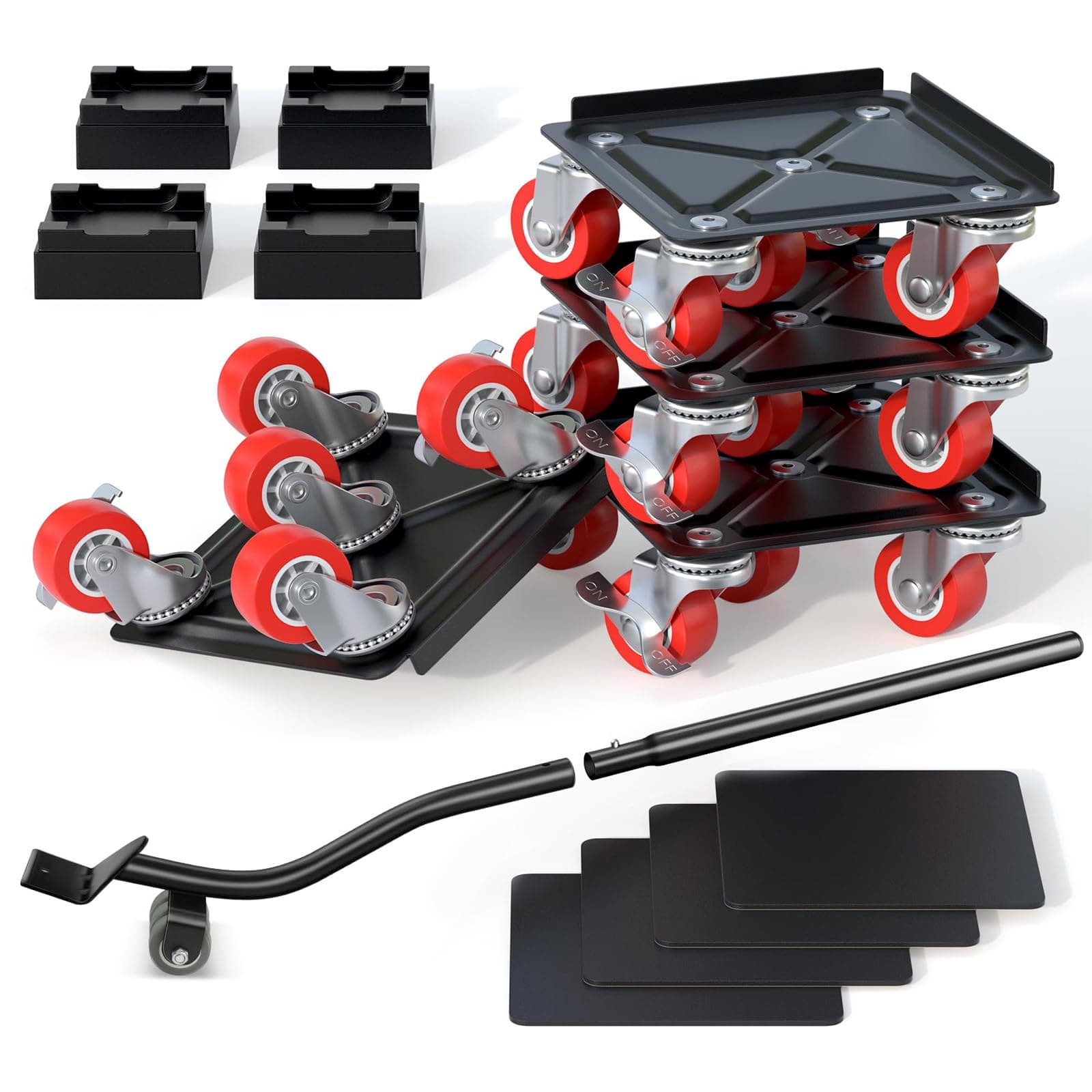 Furniture Dolly, Furniture Mover Pro Set, Furniture Lifter with 5 360° Rotatable Rubber Universal Wheels, Carbon Steel Panel Furniture Movers, Maximum Load 3086 LBS