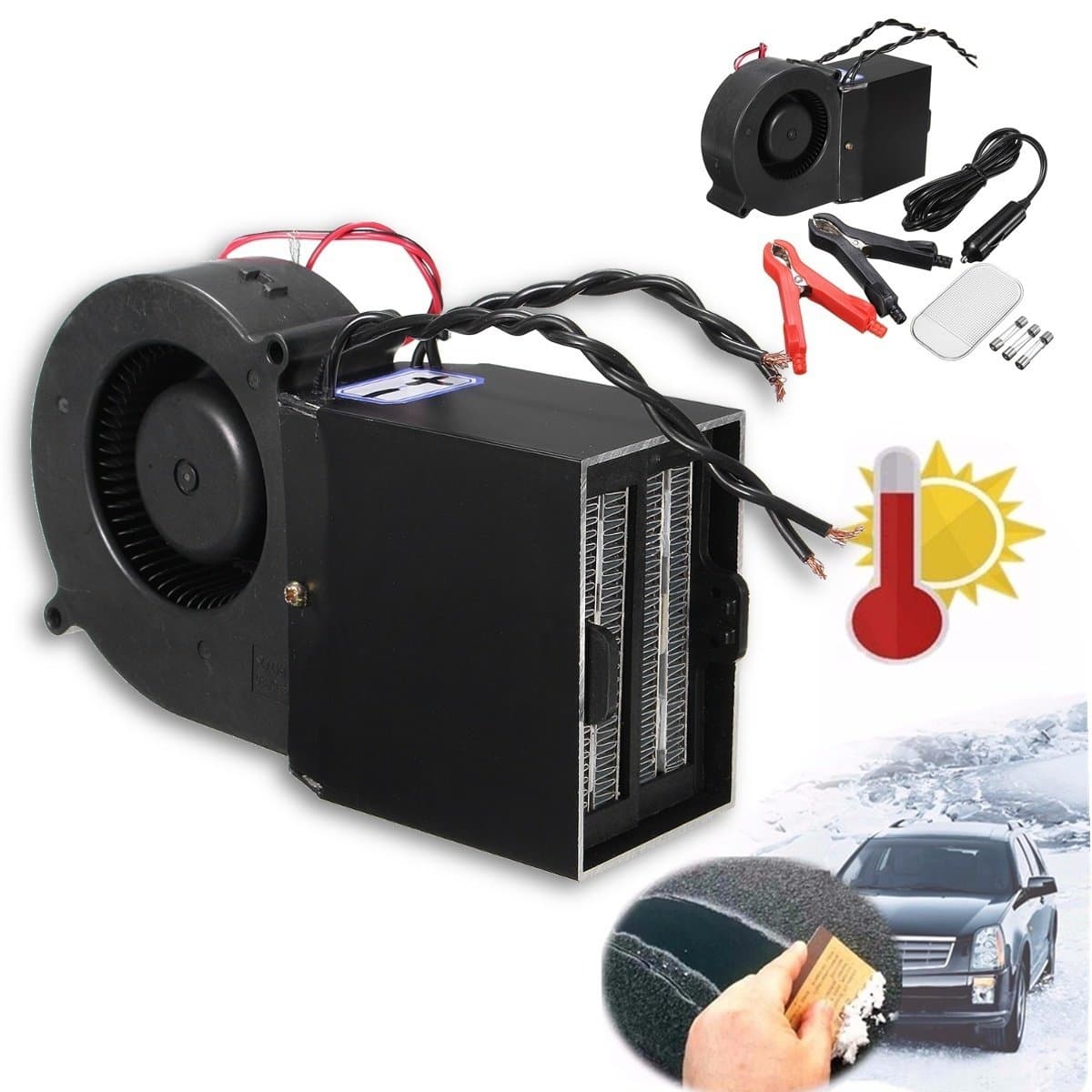 HOT SALE DC 12v Adjustable 500w 300w Ceramic Car Fan Heater Heating Warmer Defroster Demister