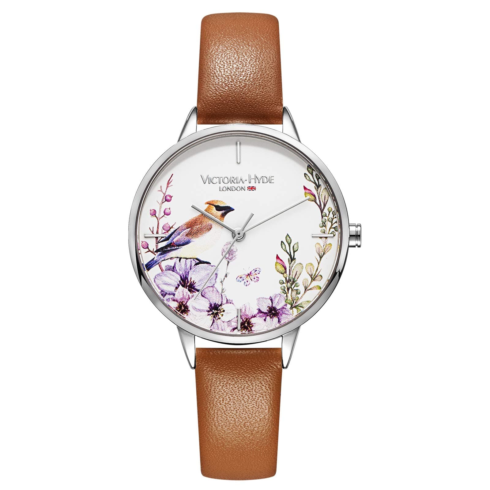 VICTORIA HYDE Women Floral Watch Flower Face Genuine Leather Strap Watches for Laides