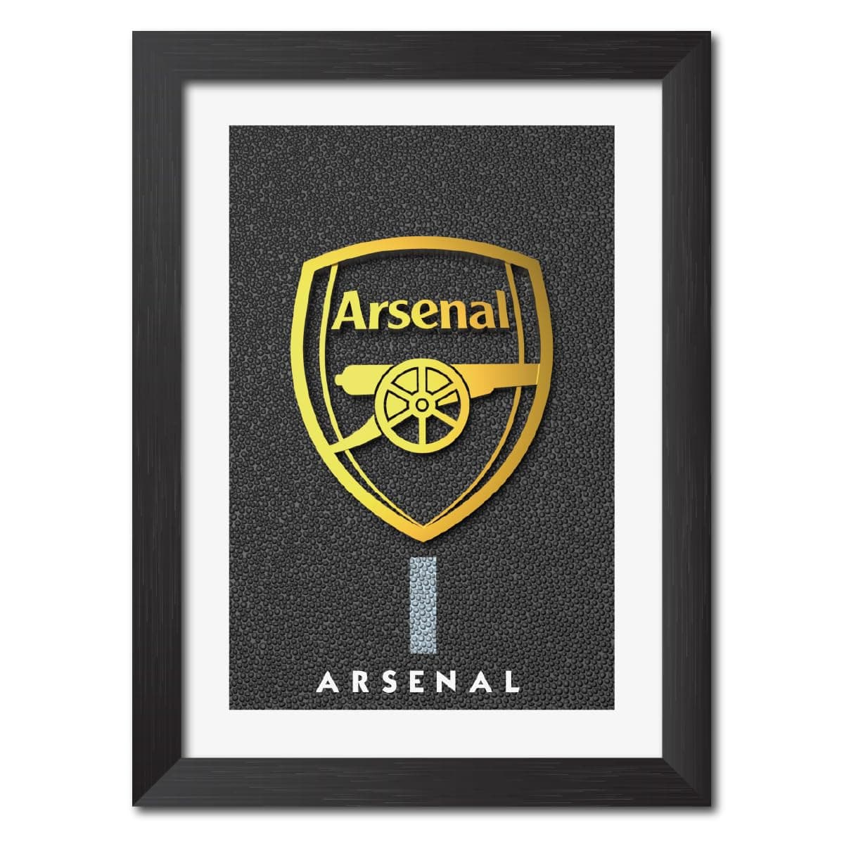 TenorArts Arsenal Football Club Golden Textured Logo Laminated Poster Framed Painting with Matt Finish Black Frame (12 inches x 9inches) [Redesigned with Thick Textured Frames]