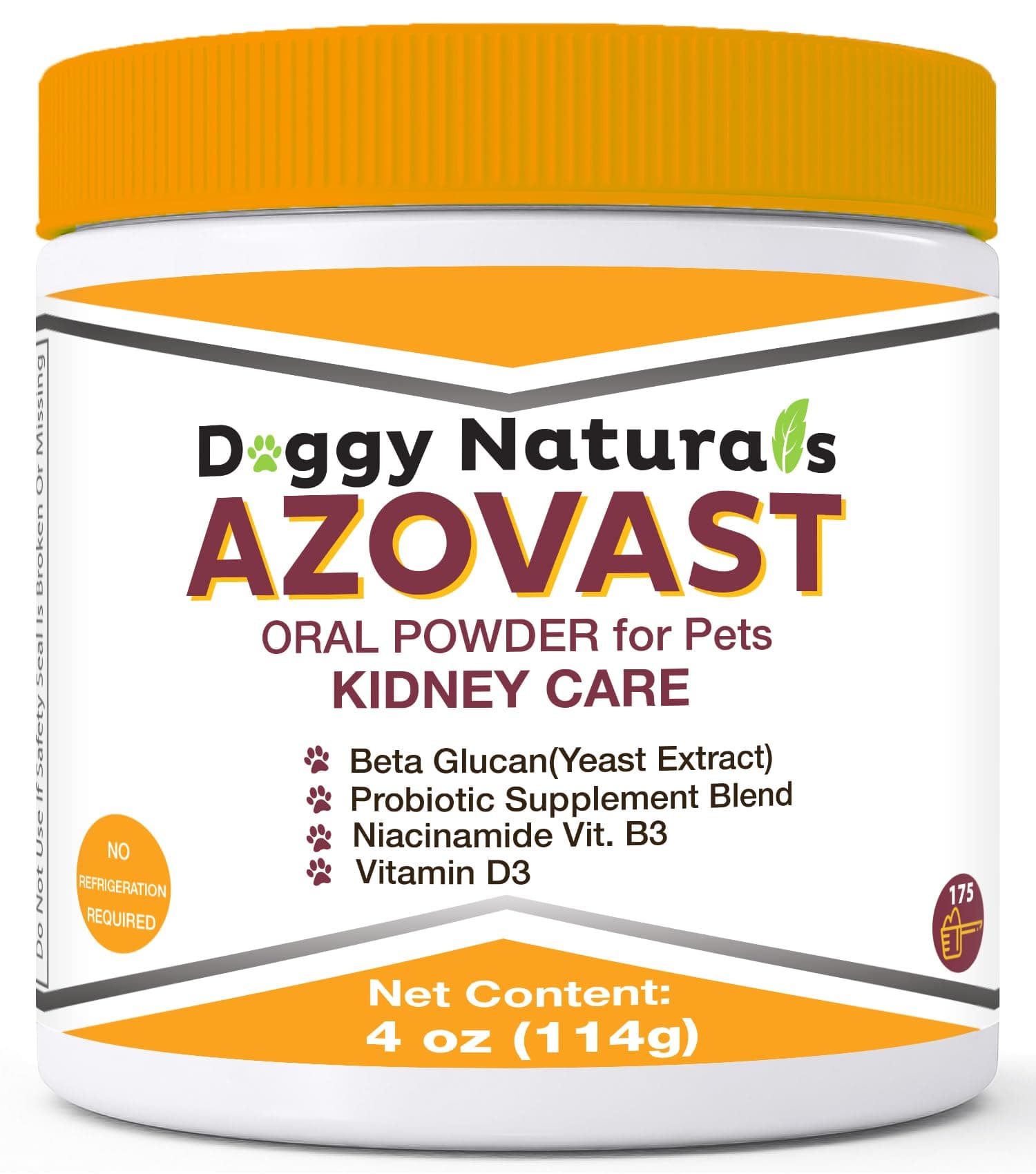 Azovast Powder Kidney Restores & Kidney Powder for Dogs & Cats, (4 Oz) - (175 Scoop/Jar) NO Refrigeration Required - Help Support Kidney Function & Manage Renal Toxins (Made in U.S.A) (4 Oz)