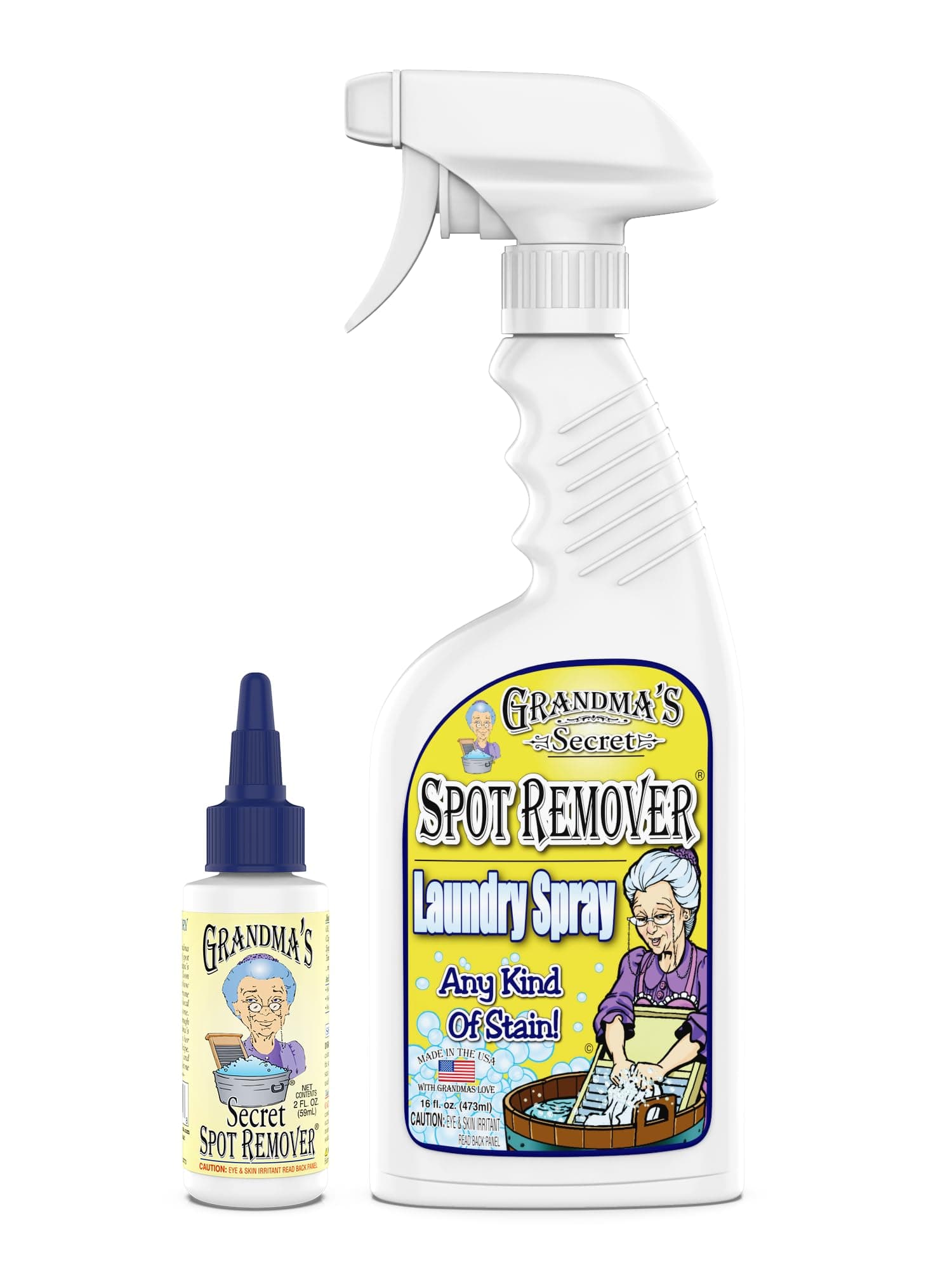 Spot Remover Laundry Spray - Chlorine, Bleach and Toxin-Free for Clothes - Fabric Stain Remover Removes Oil, Paint, Blood and Pet Stains - 16 oz & 2 oz Combo, DuoPack