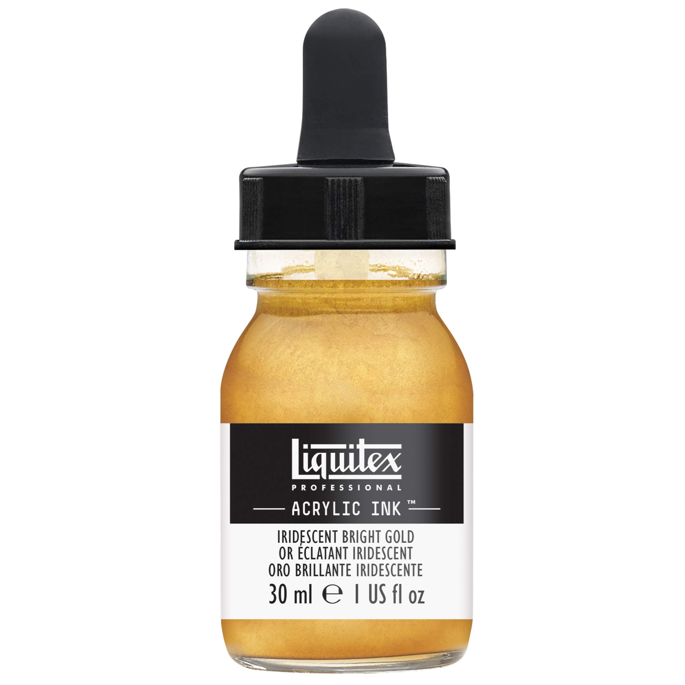 Liquitex 4260234 liquid Professional Acrylic Paints - Ink, Indian ink, 30 ml, highly pigmented airbrush paint, iridescent light gold
