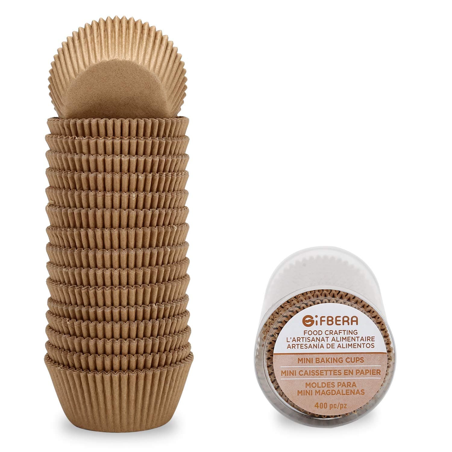 Gifbera Natural Mini Cupcake Liners Odorless Paper Baking Cups 400-Count