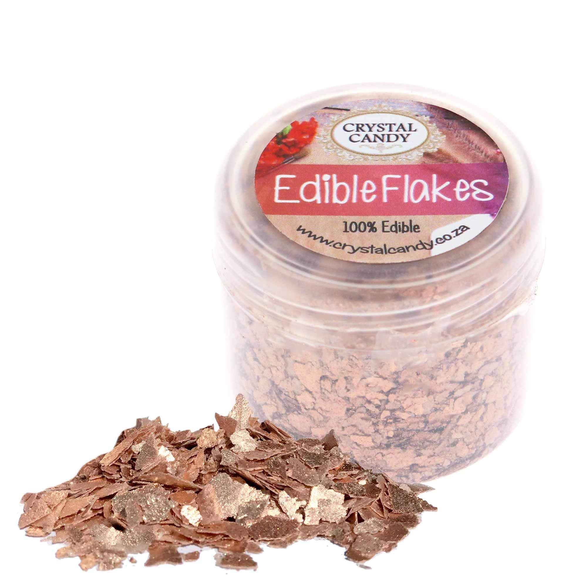 Crystal Candy Edible Flakes – 6g Edible Flakes for Cakes, Desserts, Food – Food-Grade Foil Flakes for Decorating Cakes, Cookies, Candies – Sequin Effect – Intense Color and Shine – Rose Gold