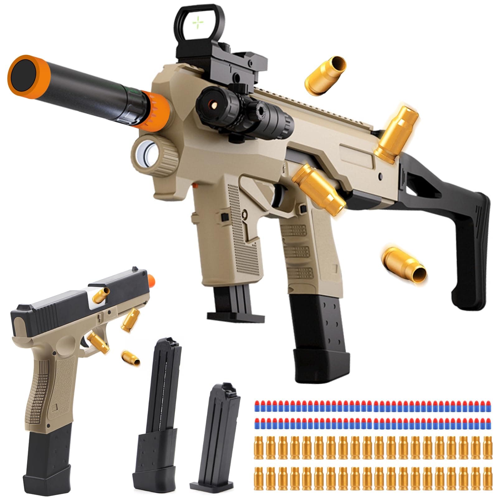 Two Modes Toy Gun Shell Ejecting Rifle with 80 Soft Bullets 40 Shells 2 Clips Soft Bullet Toy Guns Outdoor Shooting Games Christmas Halloween Birthday Gifts