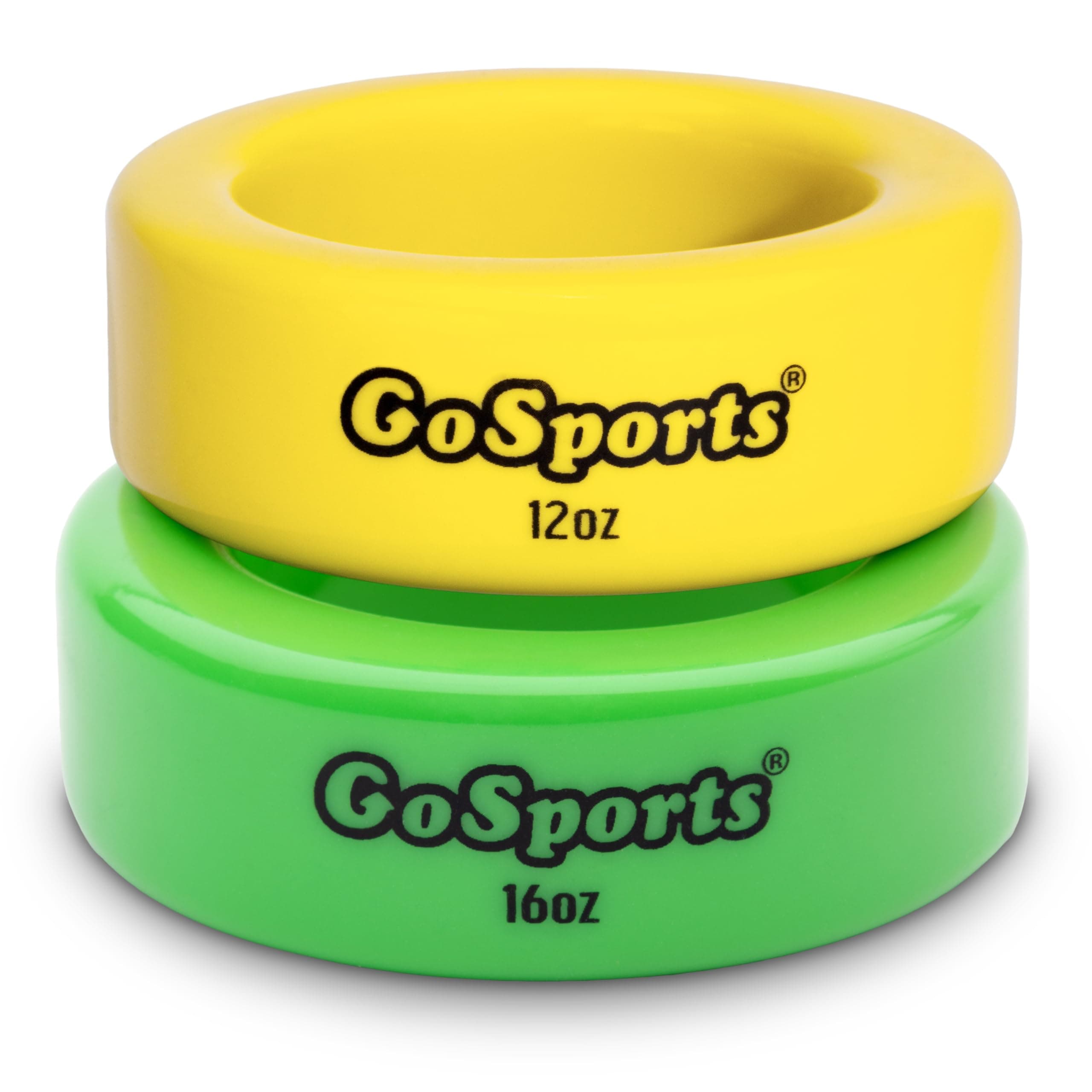 GoSports Baseball and Softball Bat Weights - 2 Pack Baseball Donuts - 16 oz & 12 oz