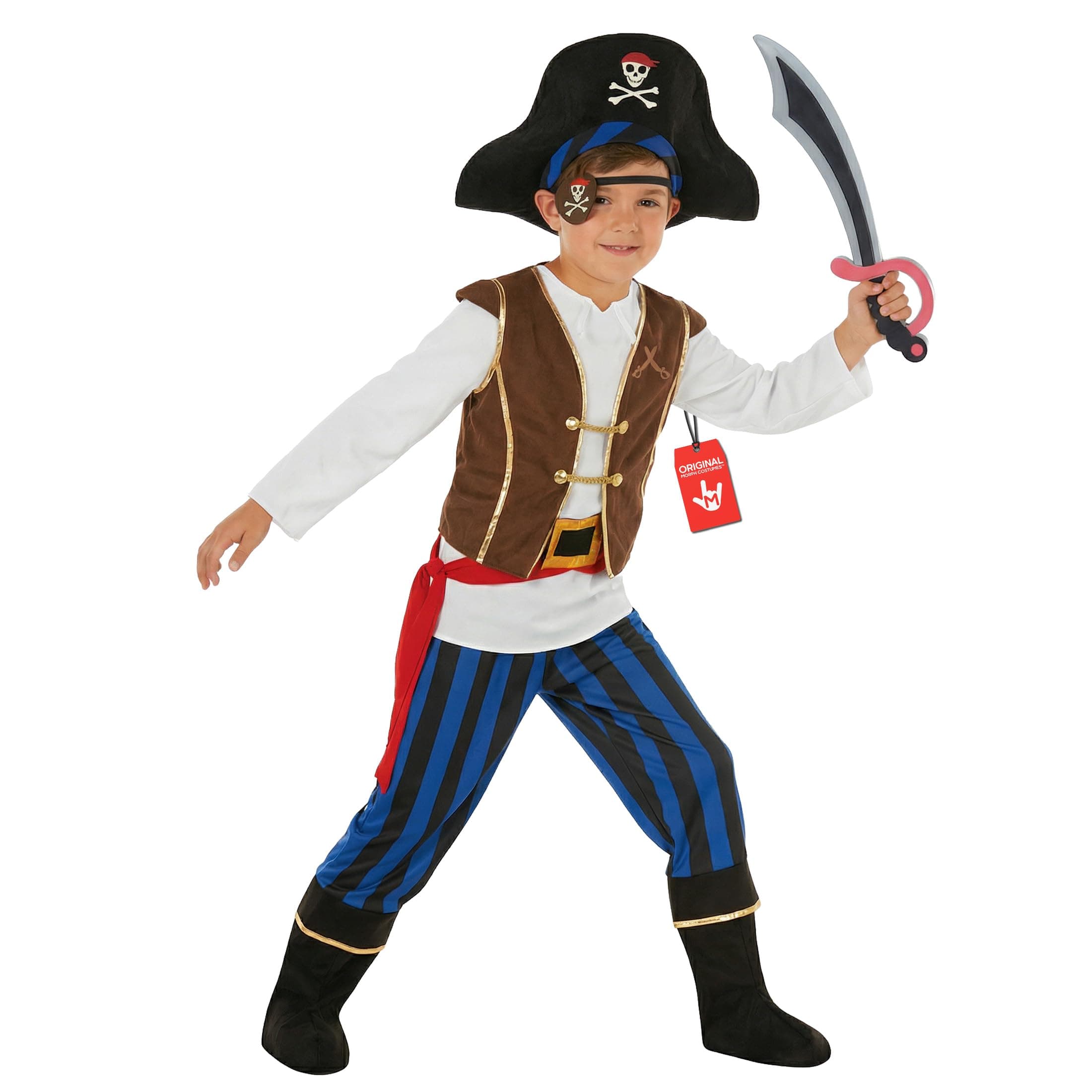 Morph Costumes Kids Pirate Costume Boys Pirate Costume Kids Blue Pirate Costume Toddler 3-4 Years For Boys Girls L