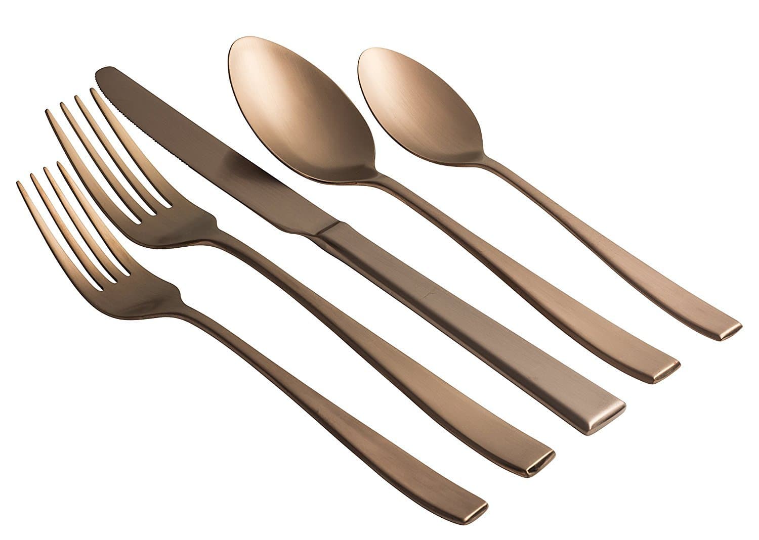 20 Piece Matte Copper Flatware Set - Stainless Steel Cutlery Service For 4 With Soup Spoon, Teaspoon, Dinner Knife, Dinner And Salad Fork