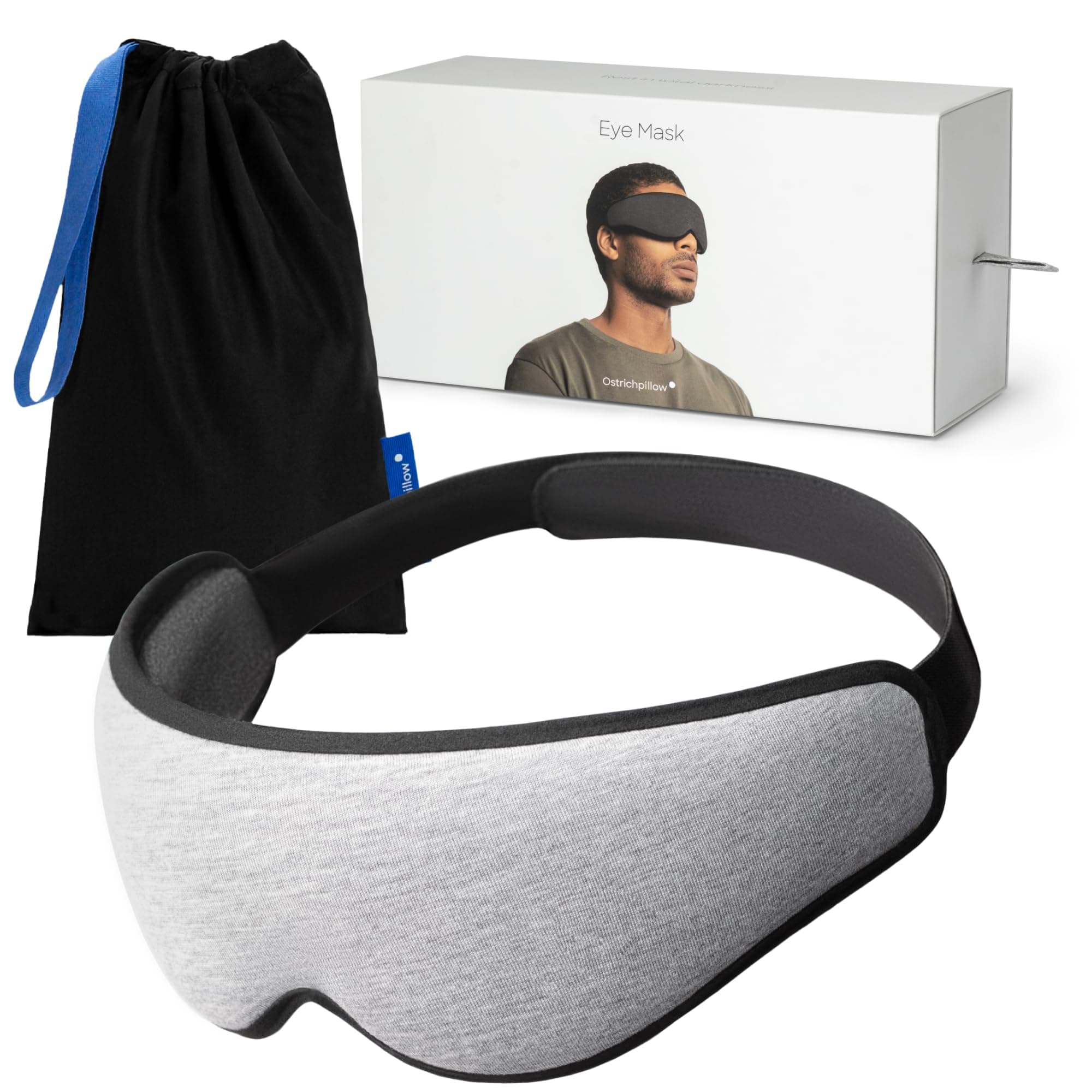 - Ostrichpillow Eye Mask, Sleep Mask for Men Women 100% Blackout, No Pressure On Eyes, Soft & Breathable, Adjustable Fit, Travel Bag Included