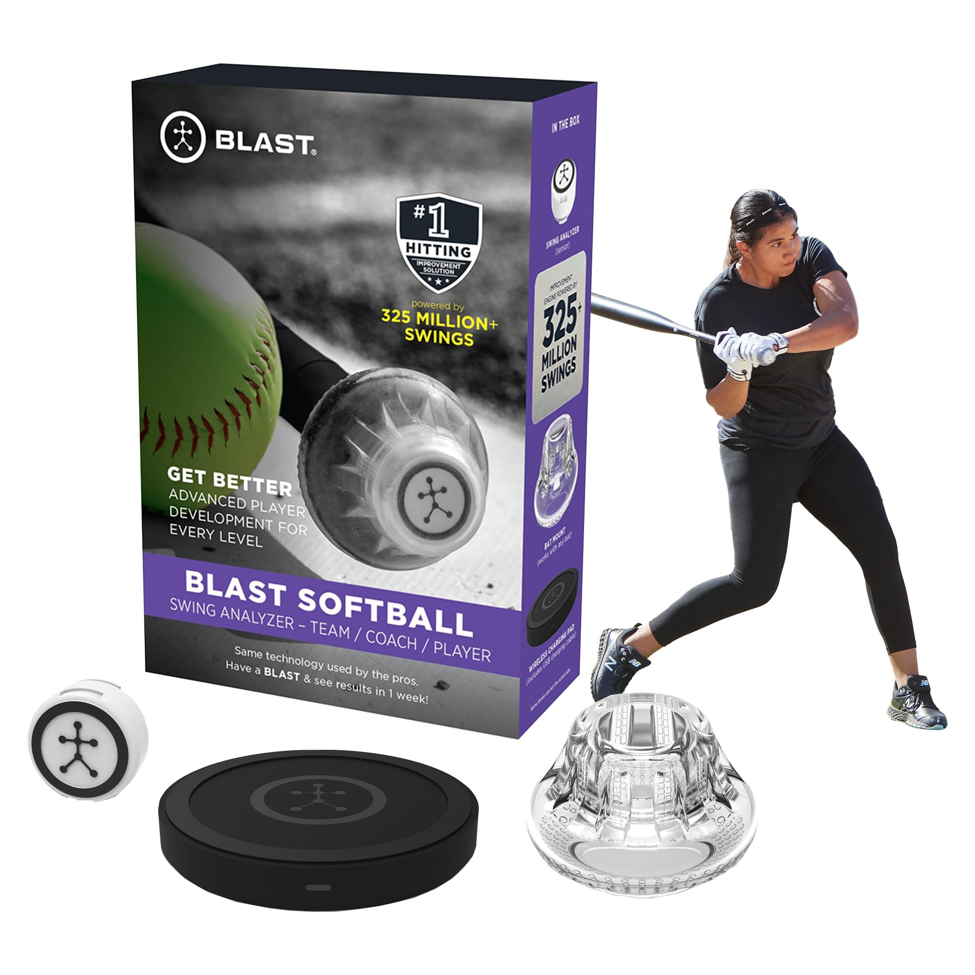 - Blast Motion Softball Swing Analyzer - Improve Your Swing at Every Level - Batting Trainer - Real-time Feedback, Swing Metrics, Video Capture Highlights, Track Performance (GEN3 Sensor)