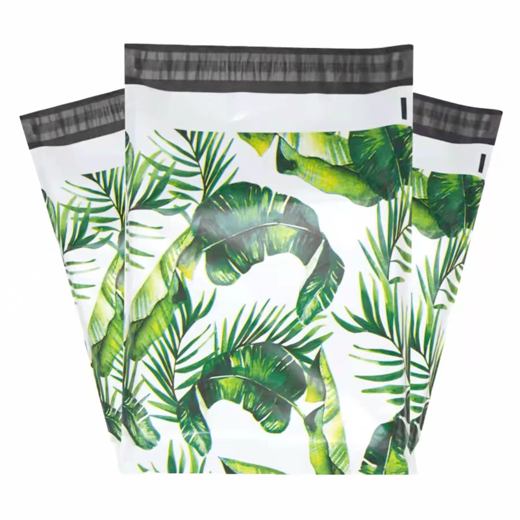 Artong Green Poly Mailing Bags 10"x13" Thank You Postal Bags, 255 x 330mm Banana Leaf Mailing Envelope Packaging Postage Plastic Sacks -Self Adhesive