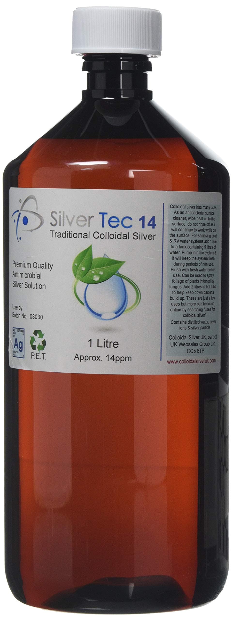 Silver Tec 14ppm Premium Quality Colloidal, Silver, 1 Litre