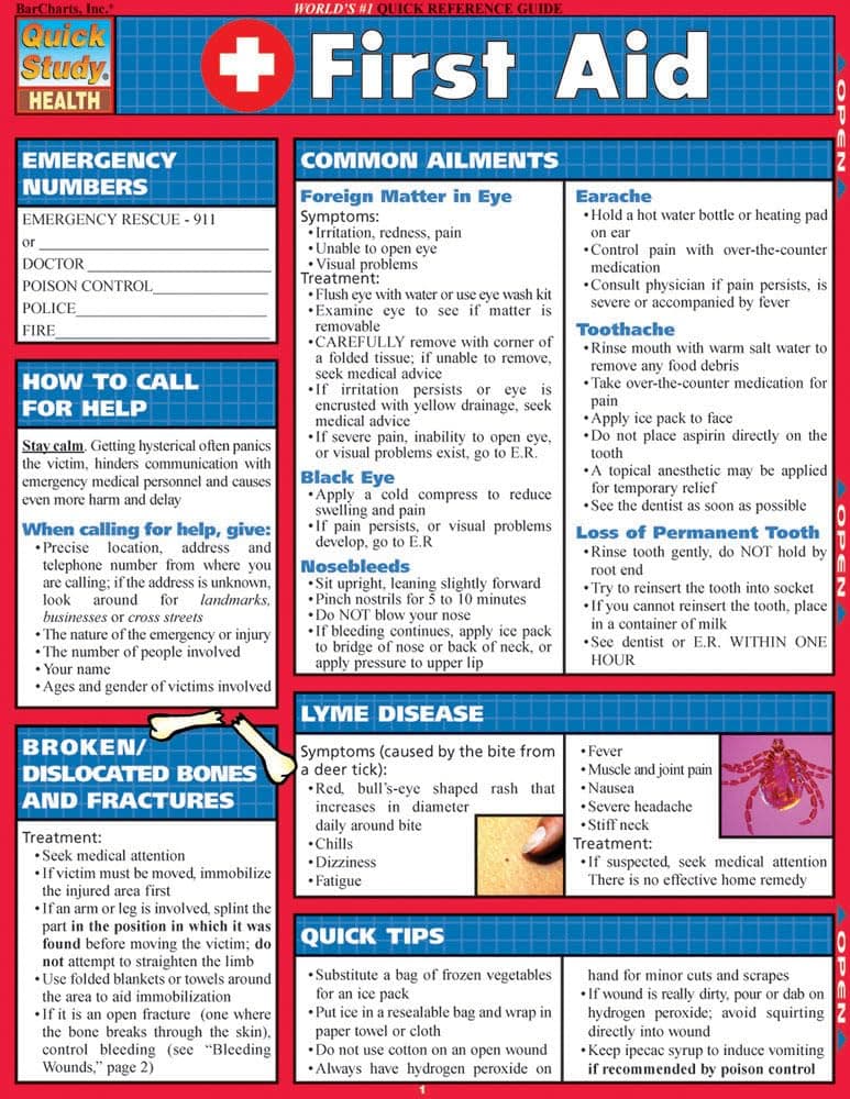 First Aid QuickStudy Laminated Reference Guide (QuickStudy Health) Pamphlet – July 26, 2002