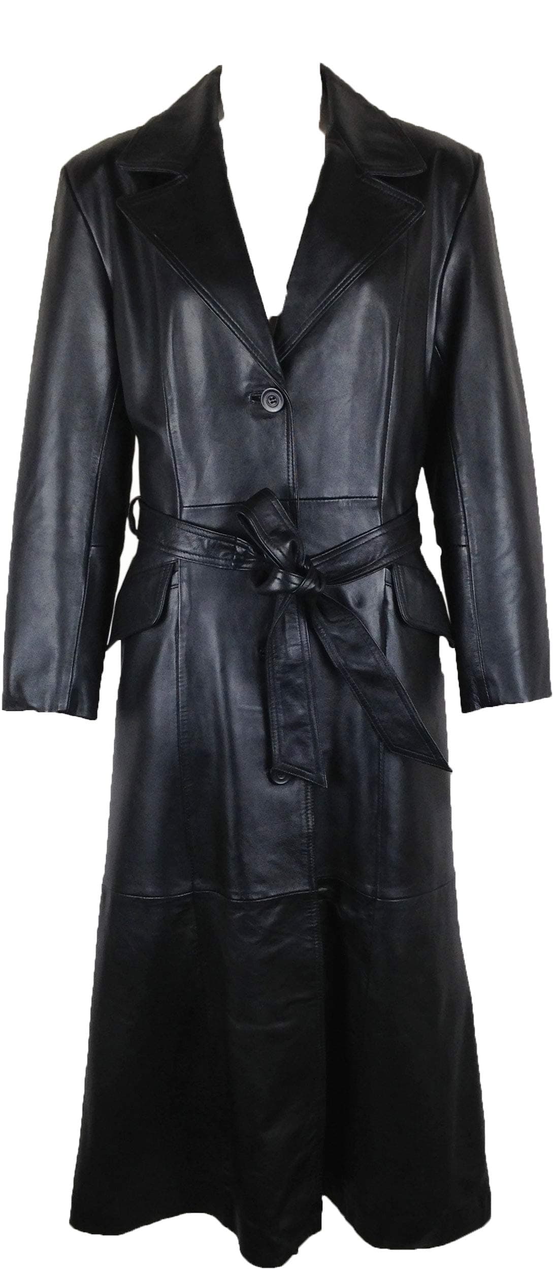 Unicorn Womens Classic Full Length Trench Coat Real Leather Jacket #AM