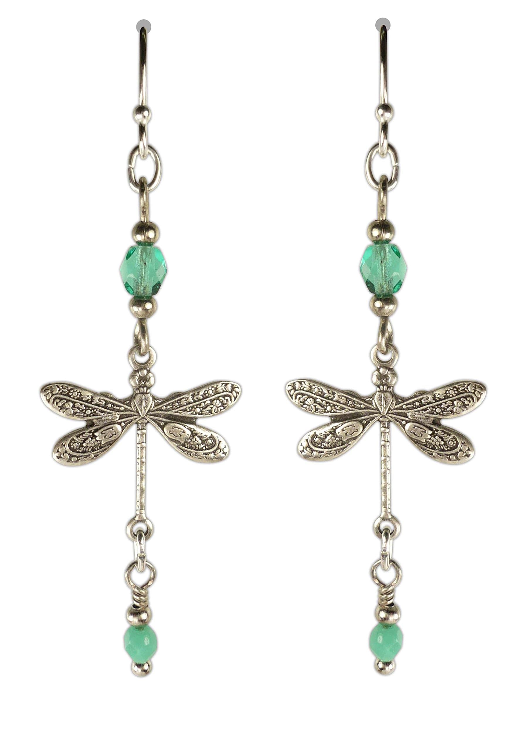 Cloud Cap Jewelry Blue Green Dragonfly Drop Earrings 50189ss