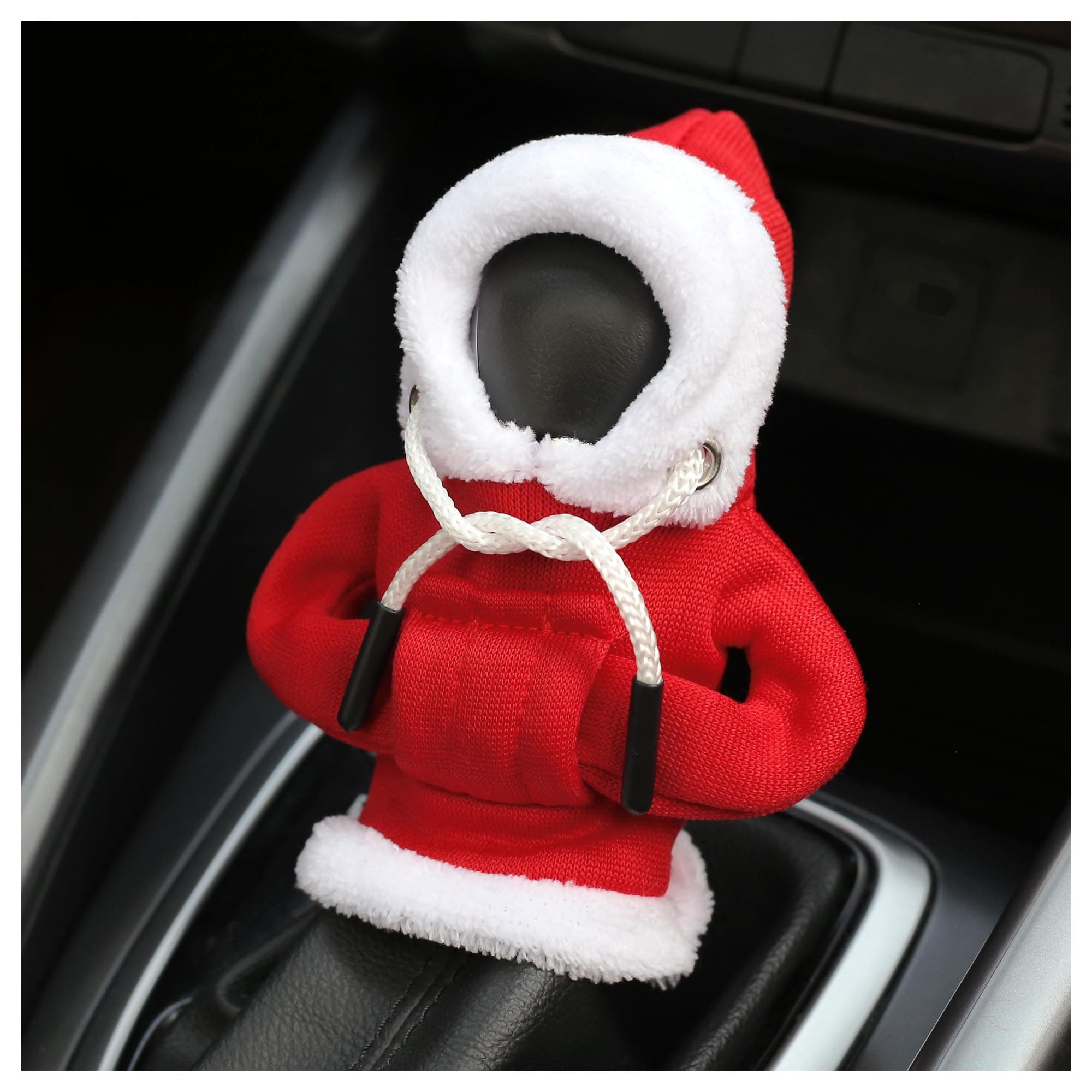 OFBAND Hoodie Car Gear Shift Cover,Christmas Car Decor Gear Shift Knob Cover for Manual/Automatic Shift Knob,Universal Interior Car Accessories Hoodie for Gearr Shifter Knobs (Christmas Red)