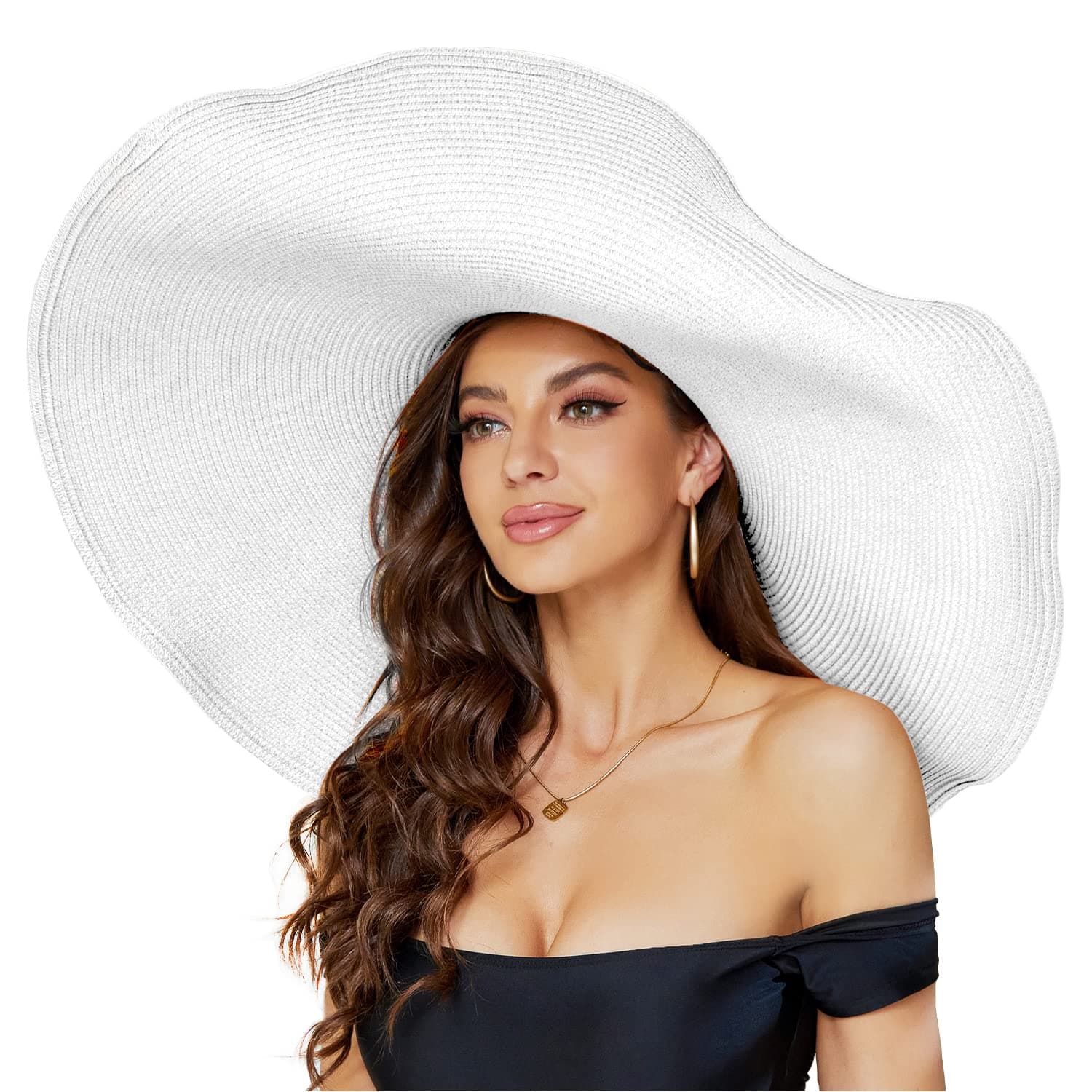 Oversized Beach Straw Hat for Women, Fashion Large Wide Brim Visor Hats Handmade Roll Up Floppy Sun Hat for Summer Beach Cap