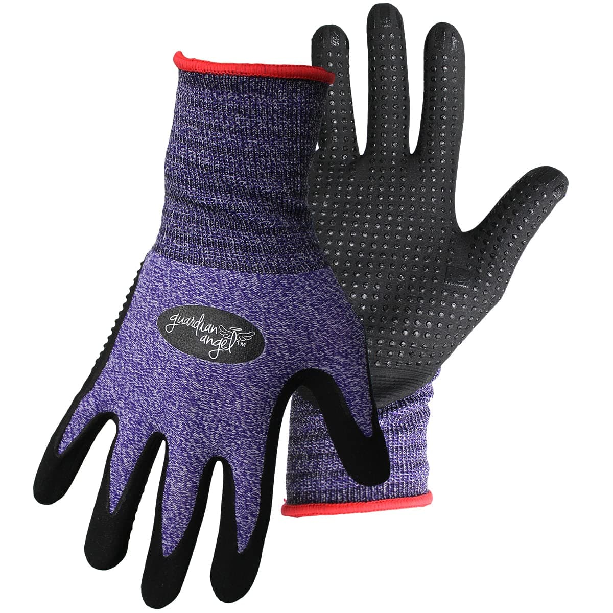 Unisex Guardian Angel Dotted Nitrile Palm, Superior Grip, Abrasion Resistant, 1-Pack, Small (8444S), Purple/Red/Black