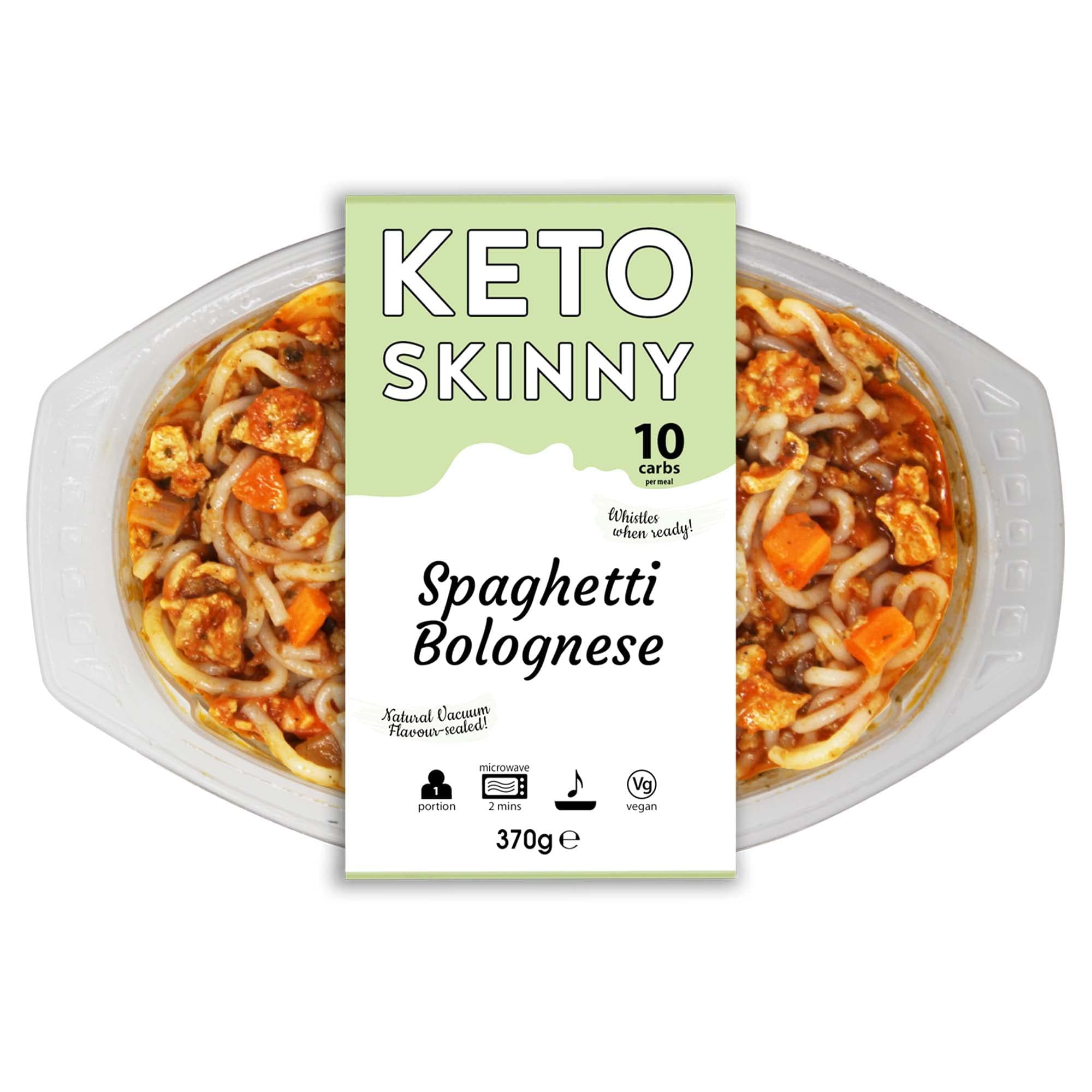 KETO SKINNYMeal Spaghetti Bolognese (Pack of 3, 370g) - Konjac, Shirataki, Low Calorie, Low Sugar, Low Carb, High in Protein, Plant Based, Keto Diet, Fresh Ready Meals