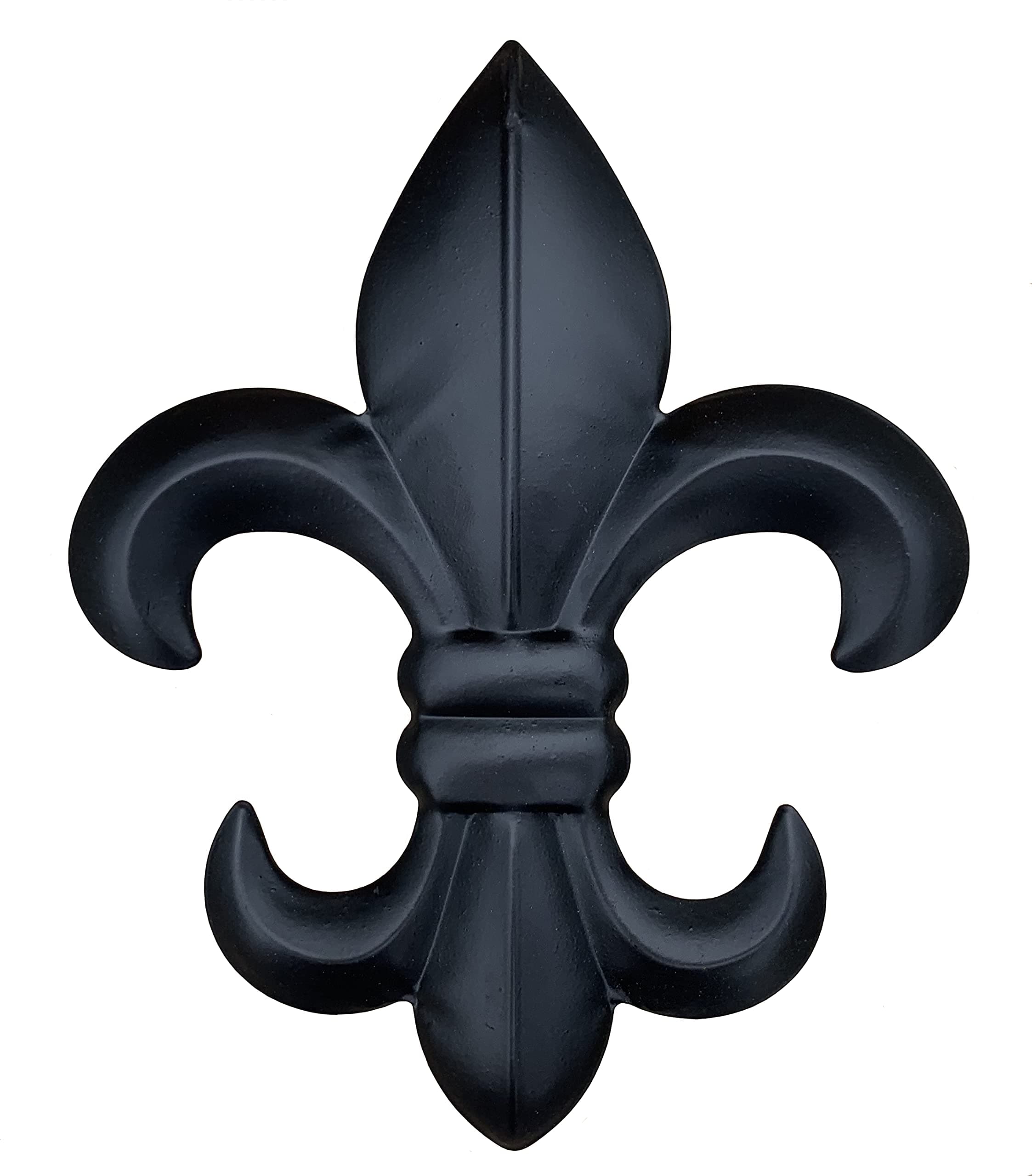 8" Metal Fleur De Lis Wall Plaque/Art with hanger - Rustic Creole Tuscan Decor (Black)
