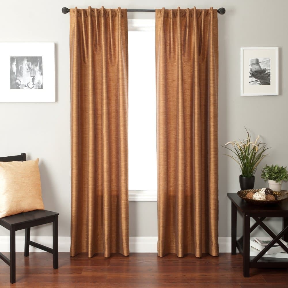 Softline Bergamo Faux Silk Back Tab Window Panel/Curtain/Sheer/Drape with Thick Faux Silk Design with Rod Pocket and Back Tabs 55W x 108" H in Sienna