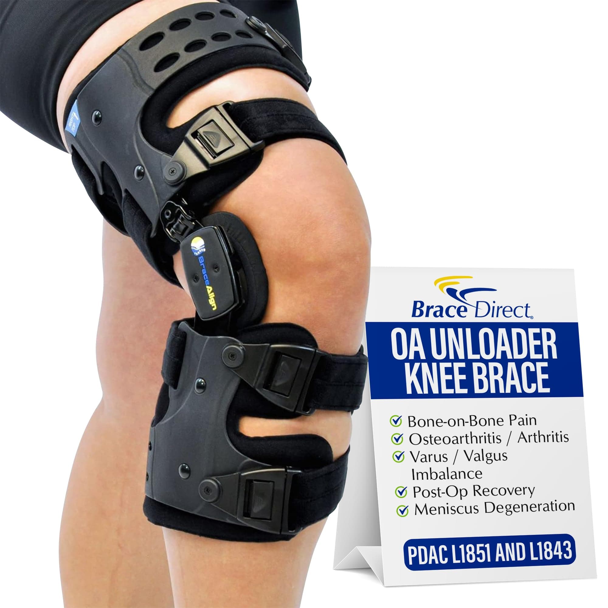 OA ROM Unloader Knee Brace - Adjustable Offloading for Degenerative Joint Disease and Osteoarthritis with Varus Valgus Correction L1843 L1851 (Left - Thigh up to 30 in)