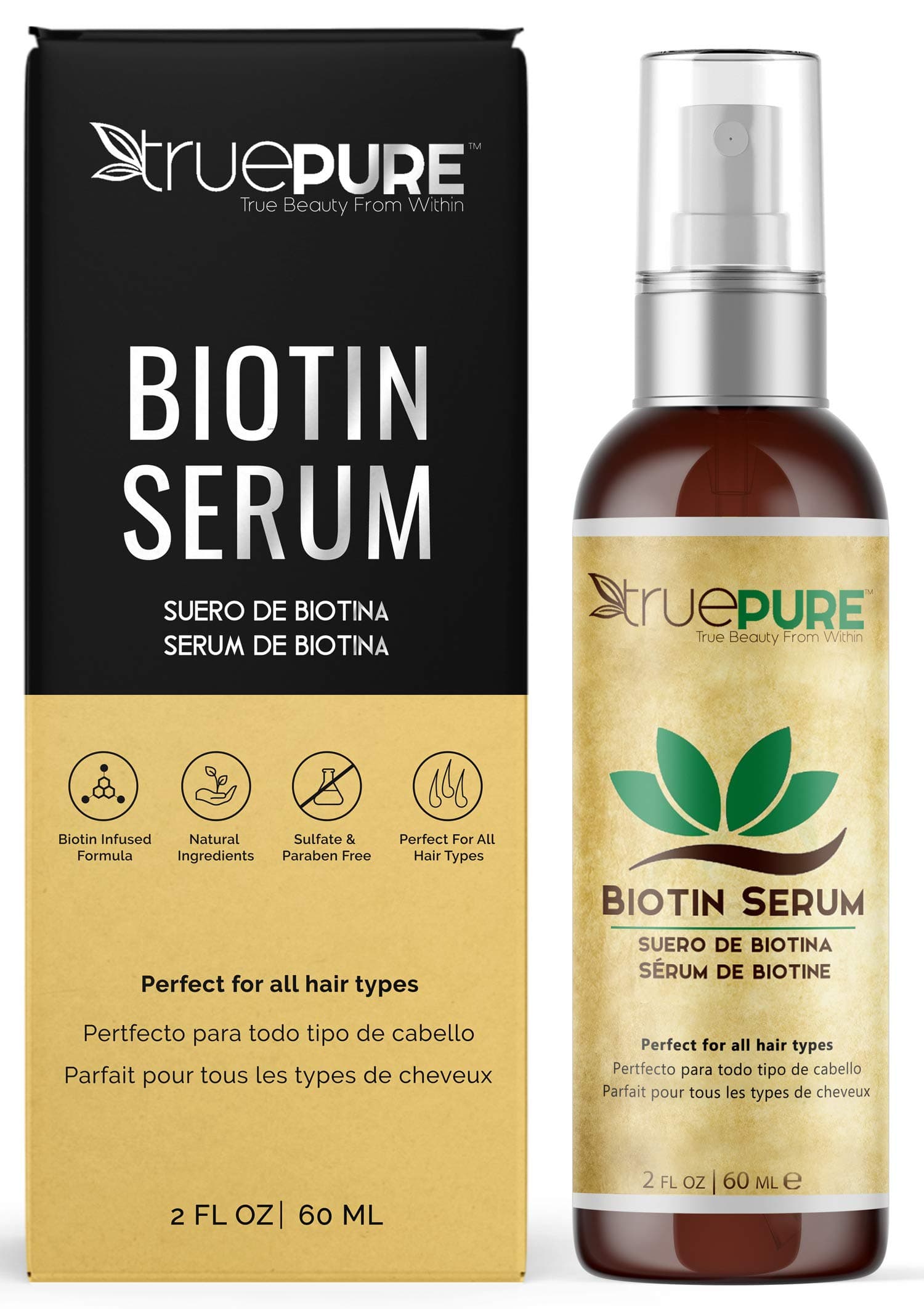 Biotin Hair Growth Serum - Hair Loss Prevention Treatement For Men & Women With Fine, Thinning Hair - Fragrance Free & Sulfate Free DHT Blocking Hair Care Formula, 2oz
