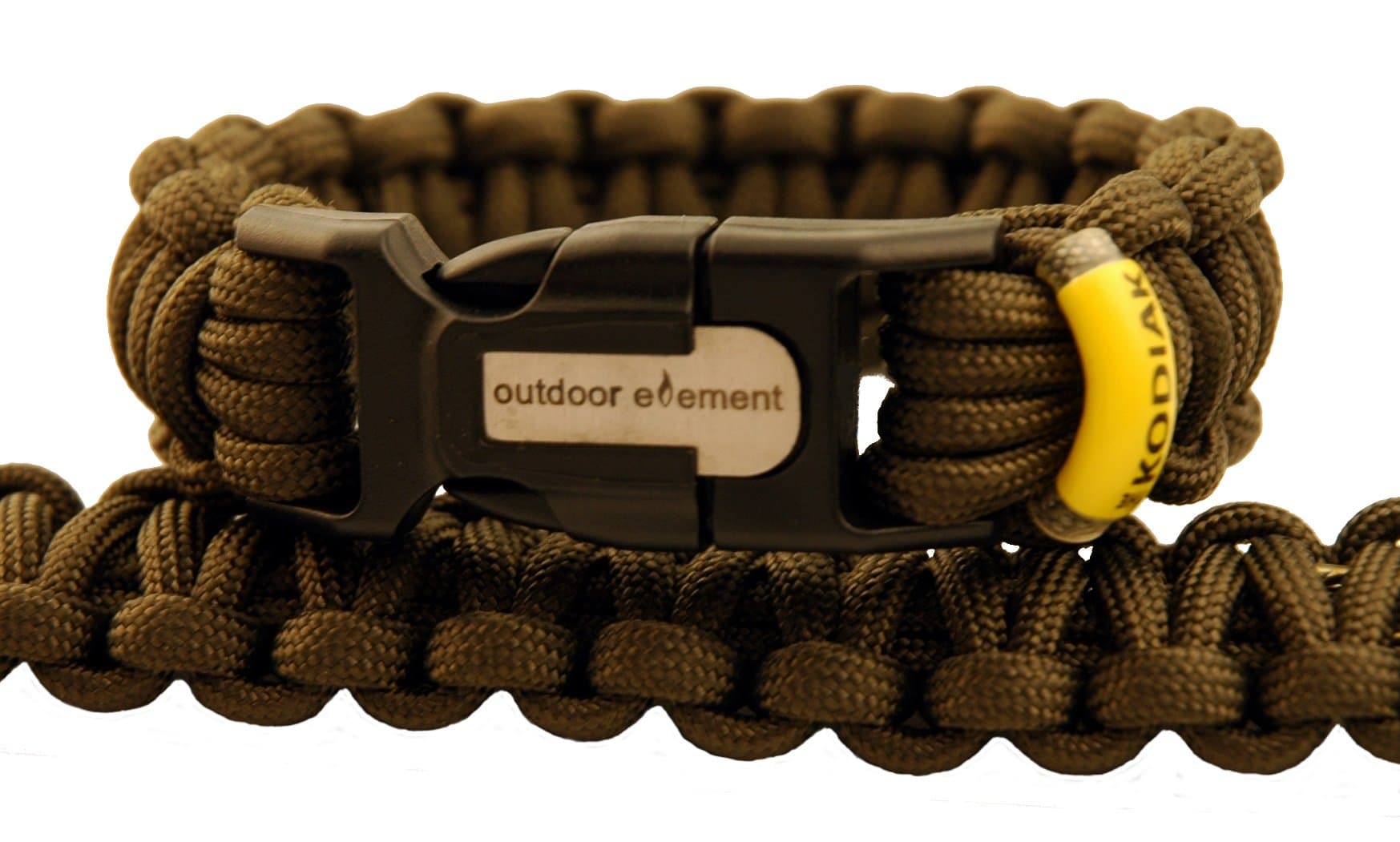 OUTDOOR ELEMENTKodiak Survival Bracelet - Fire-Starter, Survival Paracord, Tinder, Fishing Line and Hook