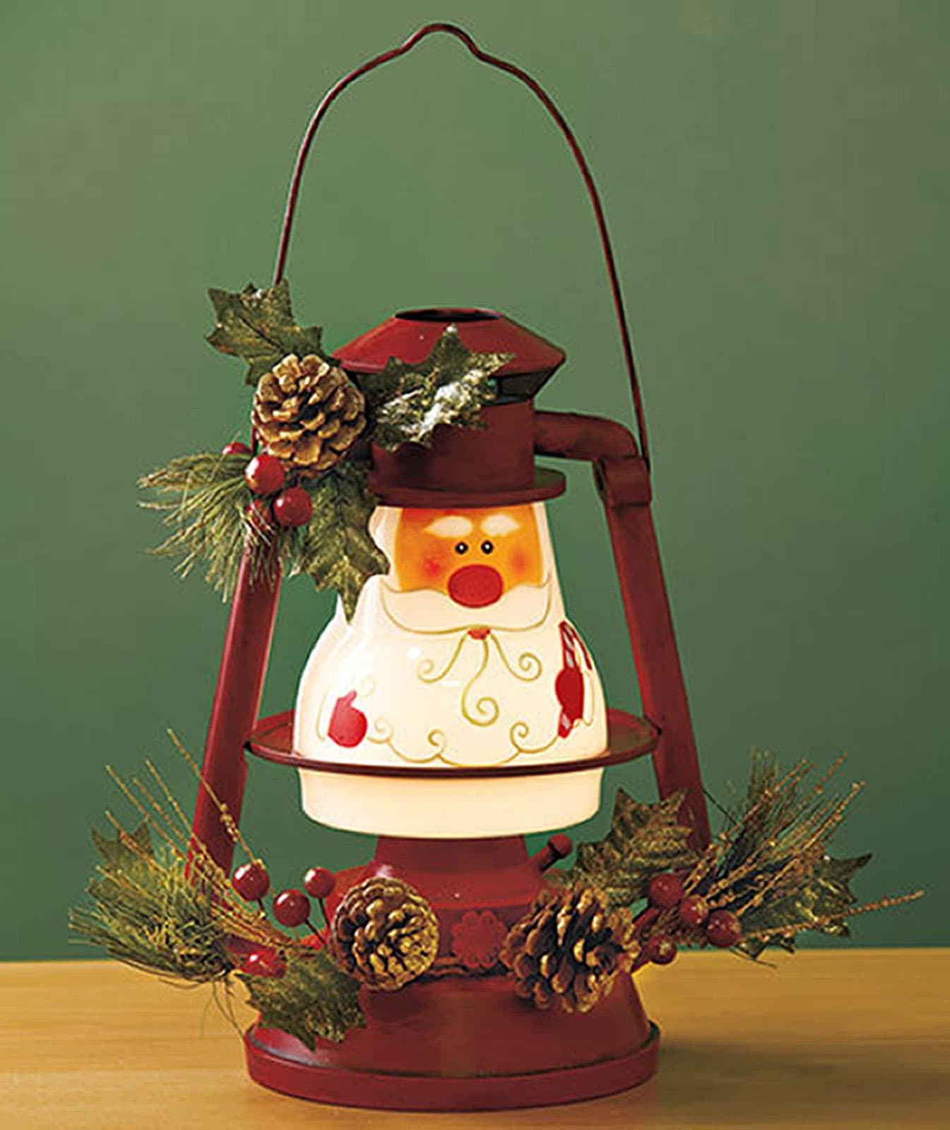 Seasonal Lighted Santa Lantern Home Decor