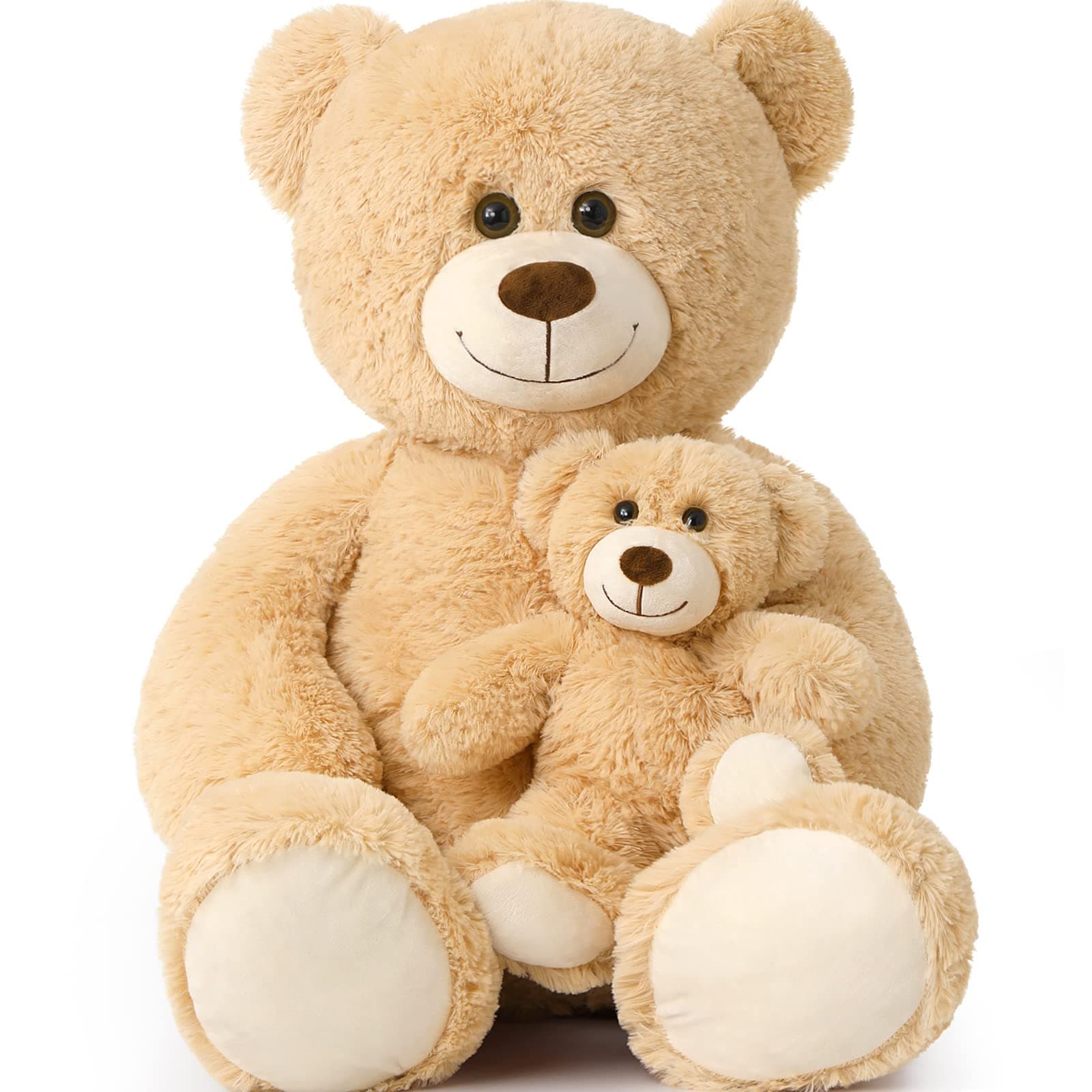Tezituor Big Teddy Bear with Baby, 39 inch Large Mommy Teddy Bear with Baby, Giant Stuffed Bear for Kids, Girlfriend on Mother's Day, Valentine, Christmas, Baby Shower, Light Brown