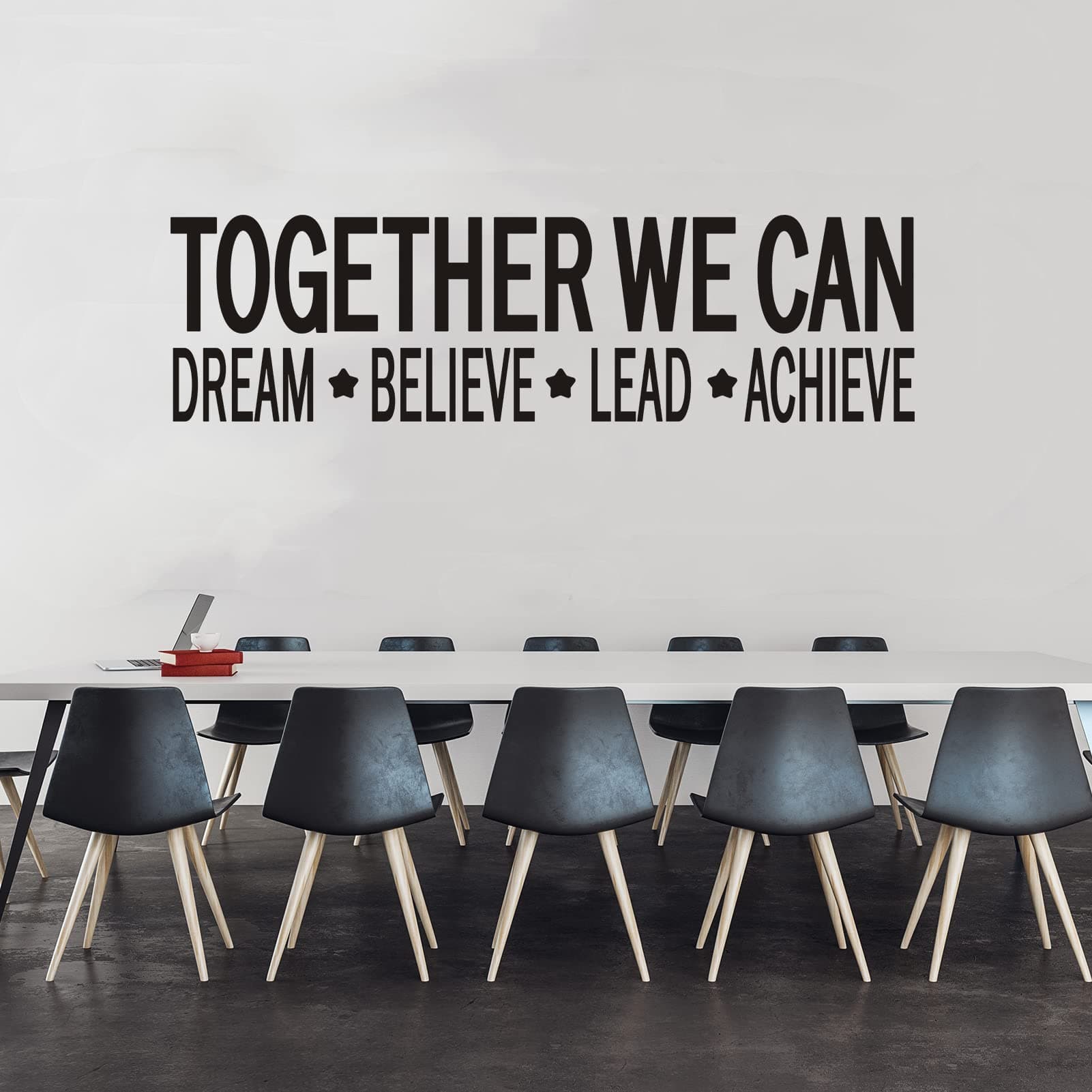 VODOE Together We Can Dream Believe Lead Achieve Wall Decals Office Meeting Room Wall Stickers Inspirational Motivational Wall Art Decals Vinyl Office Teamwork Quotes Business Wall Decor 25"X7"
