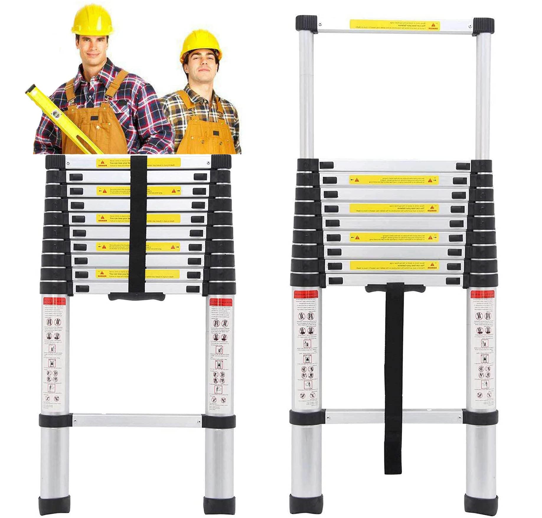Telescopic Step Ladder 3.2m Telescopic Ladder Multi-Purpose Extendable Ladder 10.5FT Max Load 330lbs Portable Fold-able Ladder for Attic Work Place