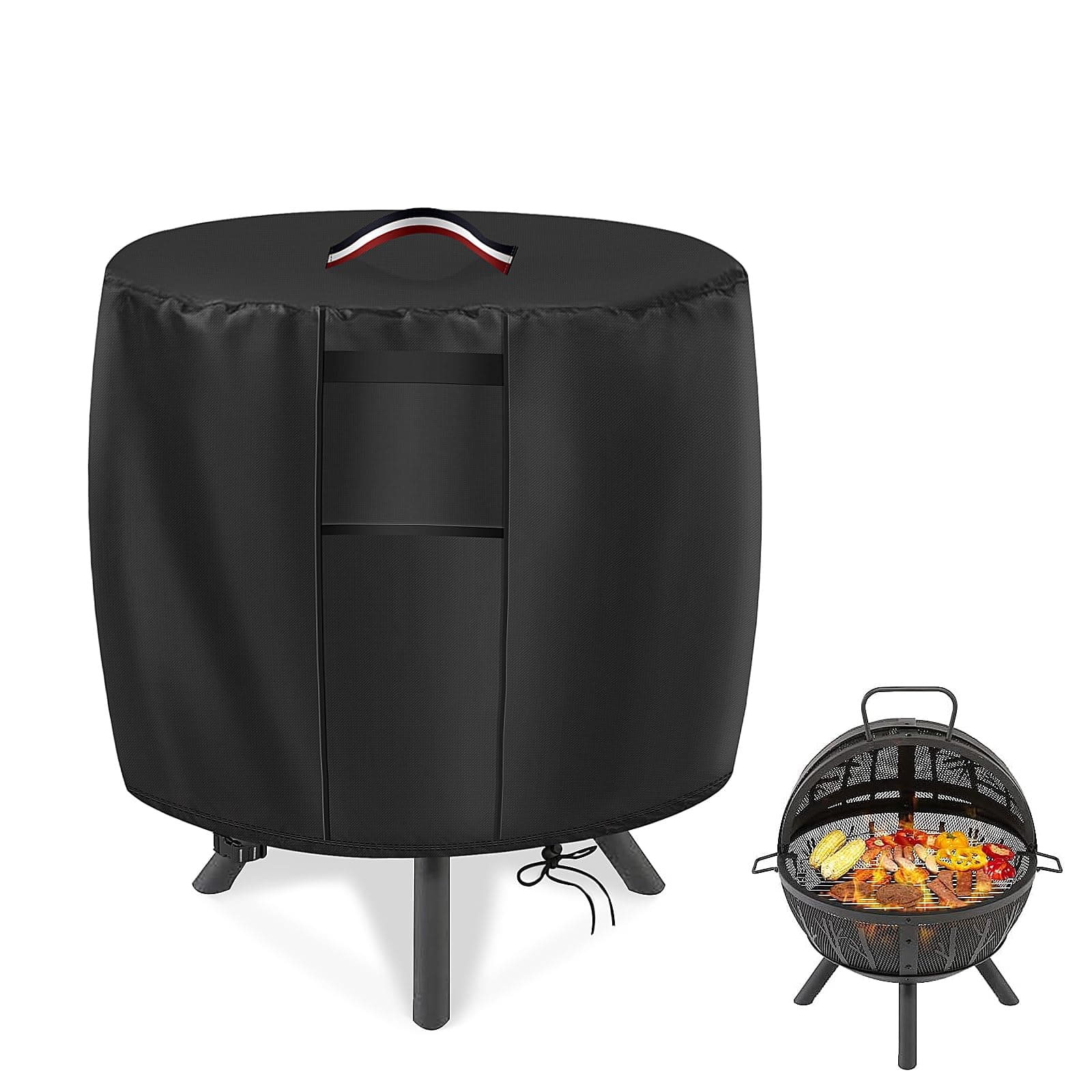 Firepit Cover for 30-35 Inch Wood Burning Round Fire Pit with BBQ Grill, Waterproof Cover for Globe fire Ball Outdoor Propane Gas Firepit -33" D X 30" H