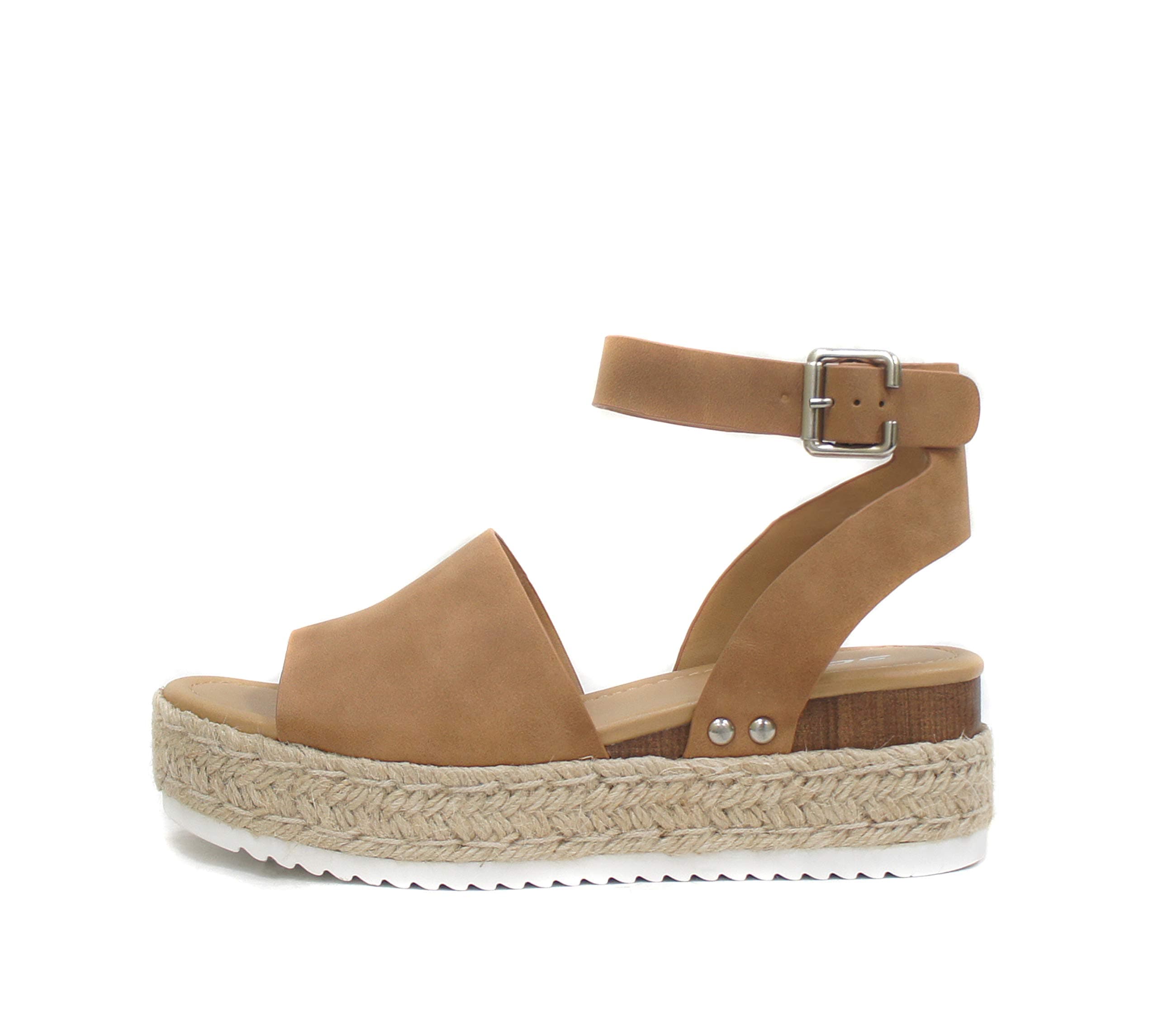 Topic Open Toe Buckle Ankle Strap Espadrilles Flatform Wedge Casual Sandal