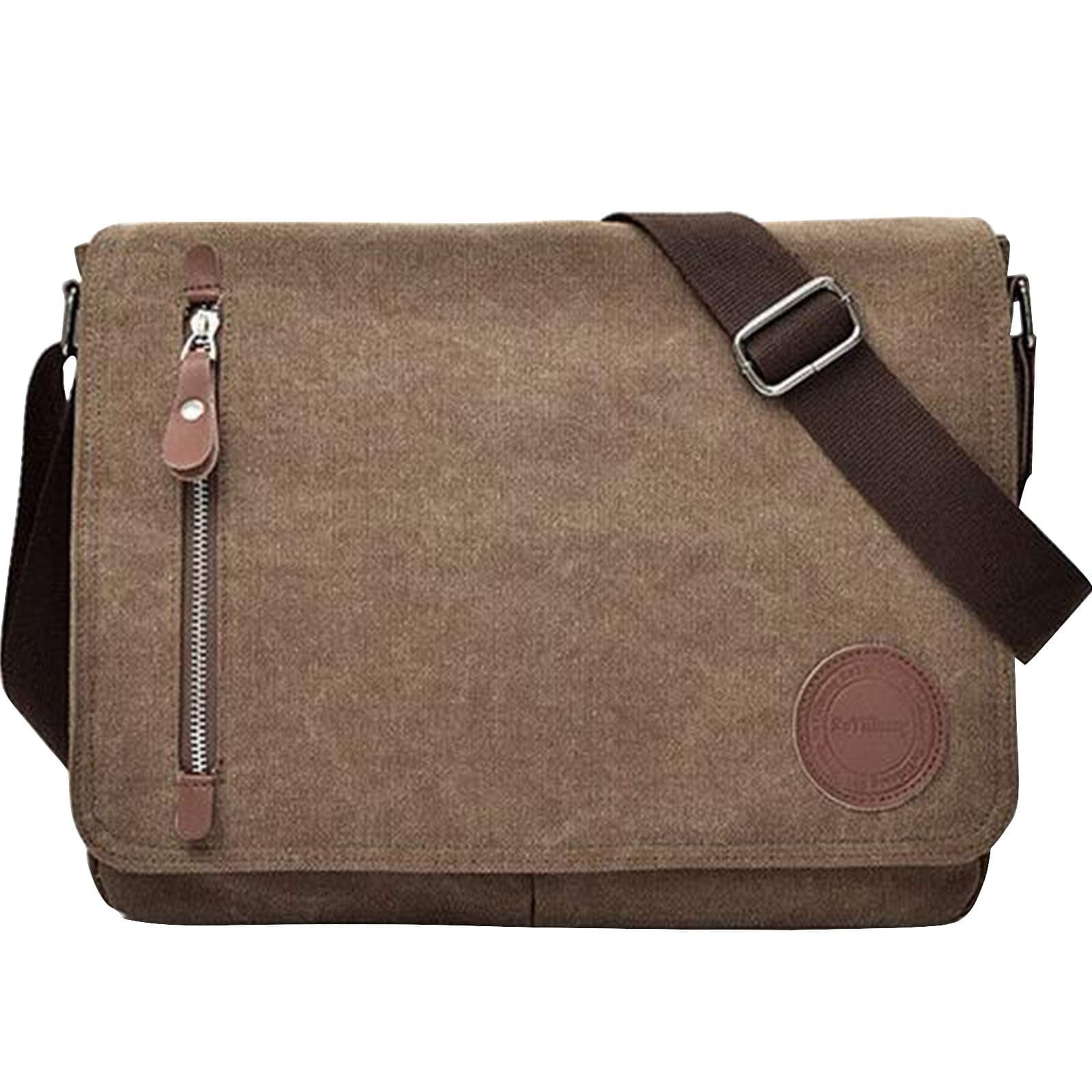 Vintage Canvas Satchel Messenger Bag for Men Women, Travel Shoulder bag Satchel Crossbody Bag for 11.6-13.3 inch Laptop Chromebook computer (Coffee)