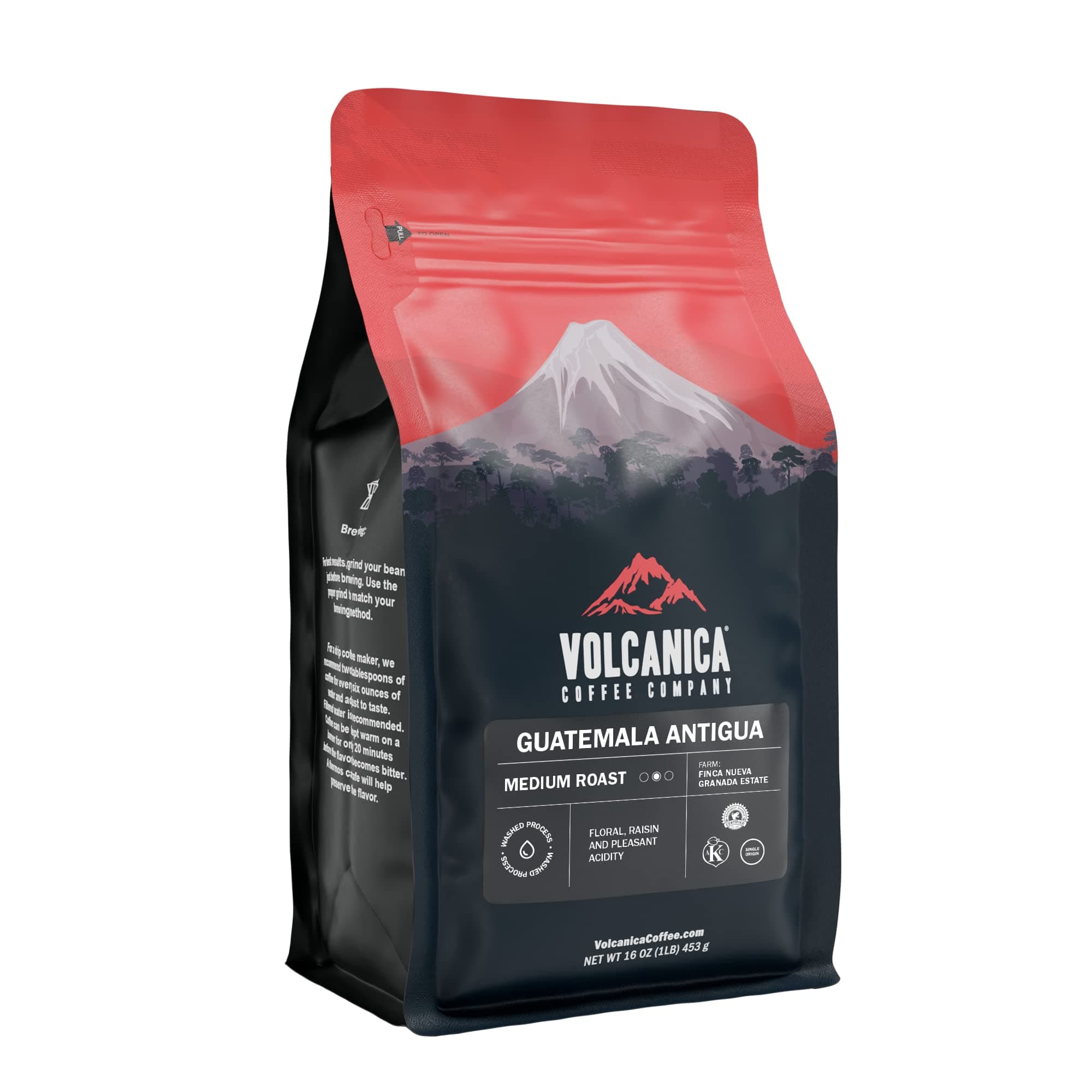 Volcanica Coffee グアテマラコーヒー、 アンティグア、 |ミディアムロースト、シングルオリジン、フレッシュロースト16オンス 1ポンド(1パック) ブラウン グアテマラ アンティグア ホールビーン