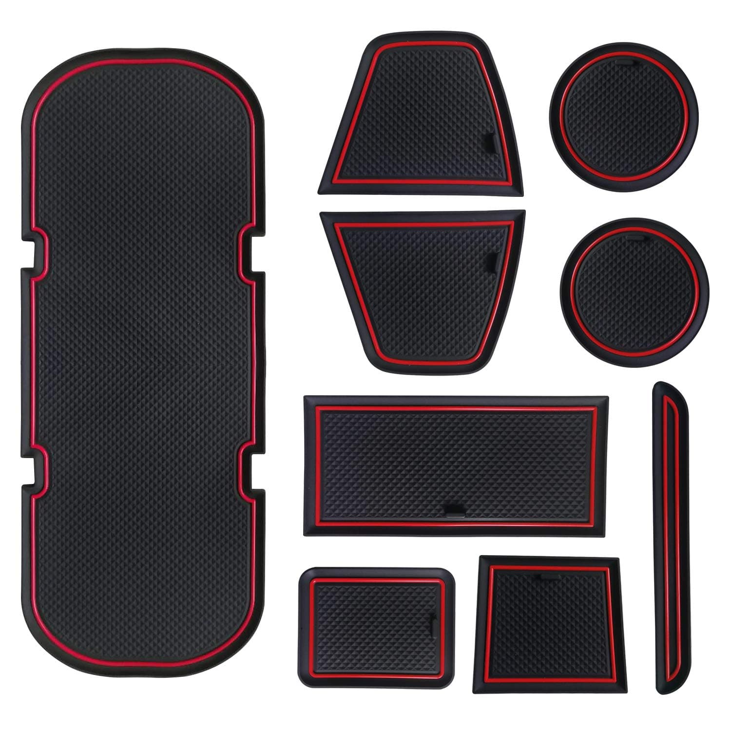 Sporthfish Cup Door Console Liner Accessories Compatible for BRZ 86 FR-S 2019 2018 2017 2016 2015 2014 2013 Subaru Toyota Scion Non-Slip Anti-dust Custom 9 pcs Set (Red)