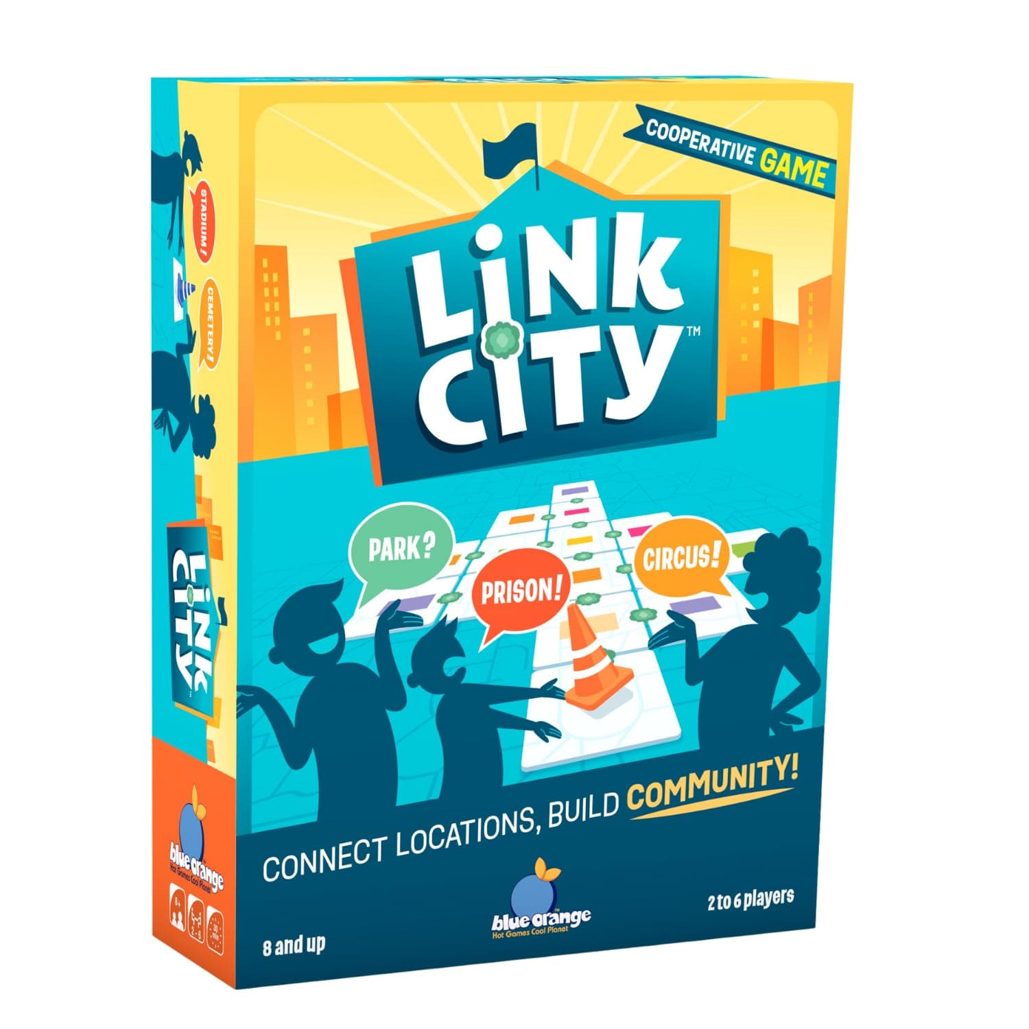Blue Orange Link City Board Game - Family or Adult Cooperative Party City Building Game for 2 to 6 Players Games. Recommended for Ages 8 & Up.