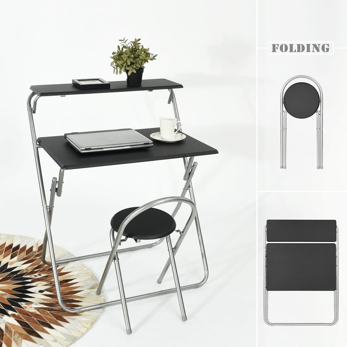 Homycasy Foldable Computer Desk and Chair Set Magic Panel Space Saving for Children Home Study