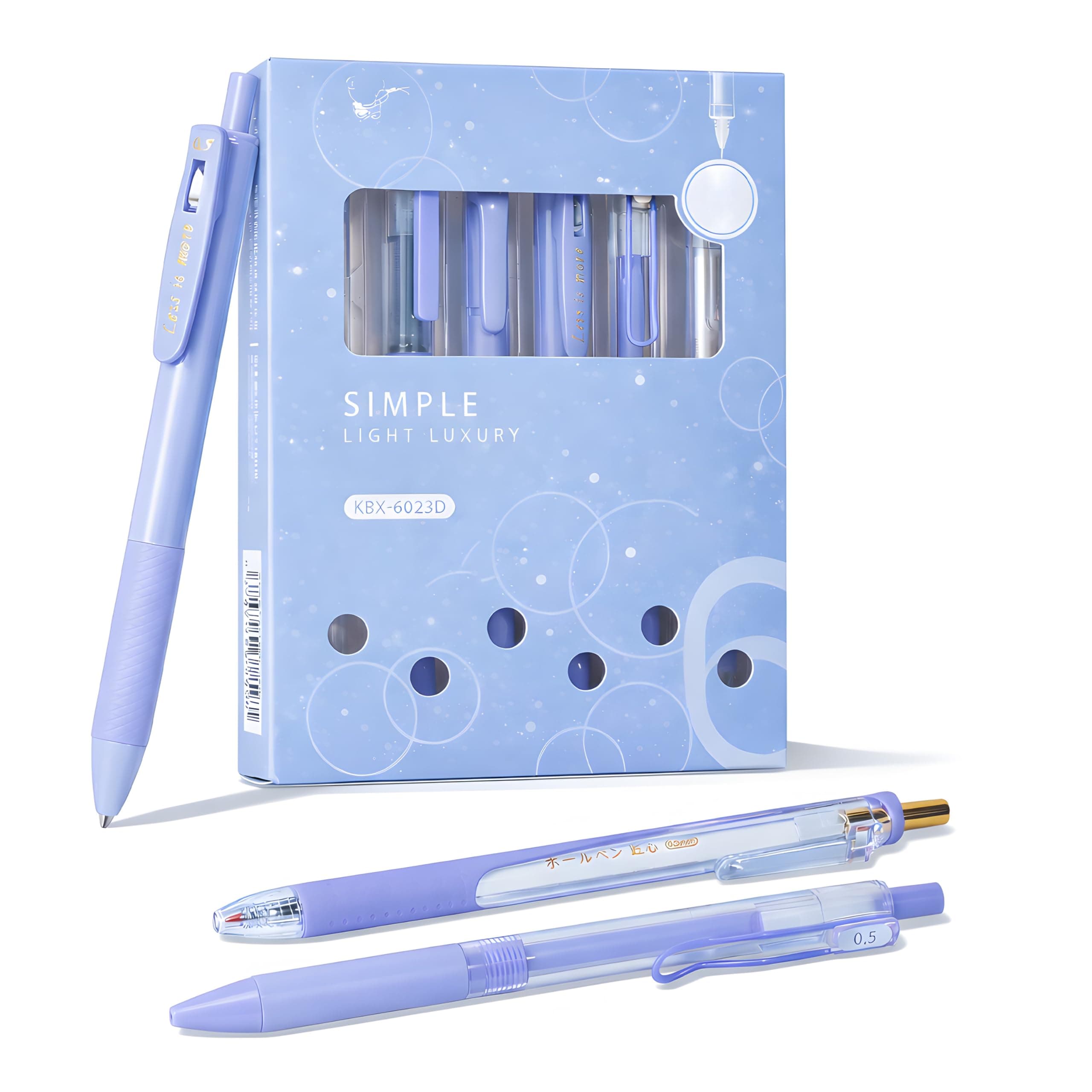 Toyshine 6 pcs Kawaii Click Action 0.5mm Neutral Pens Set High Aesthetic Value Fast Drying Kids Stationery Gift - Purple
